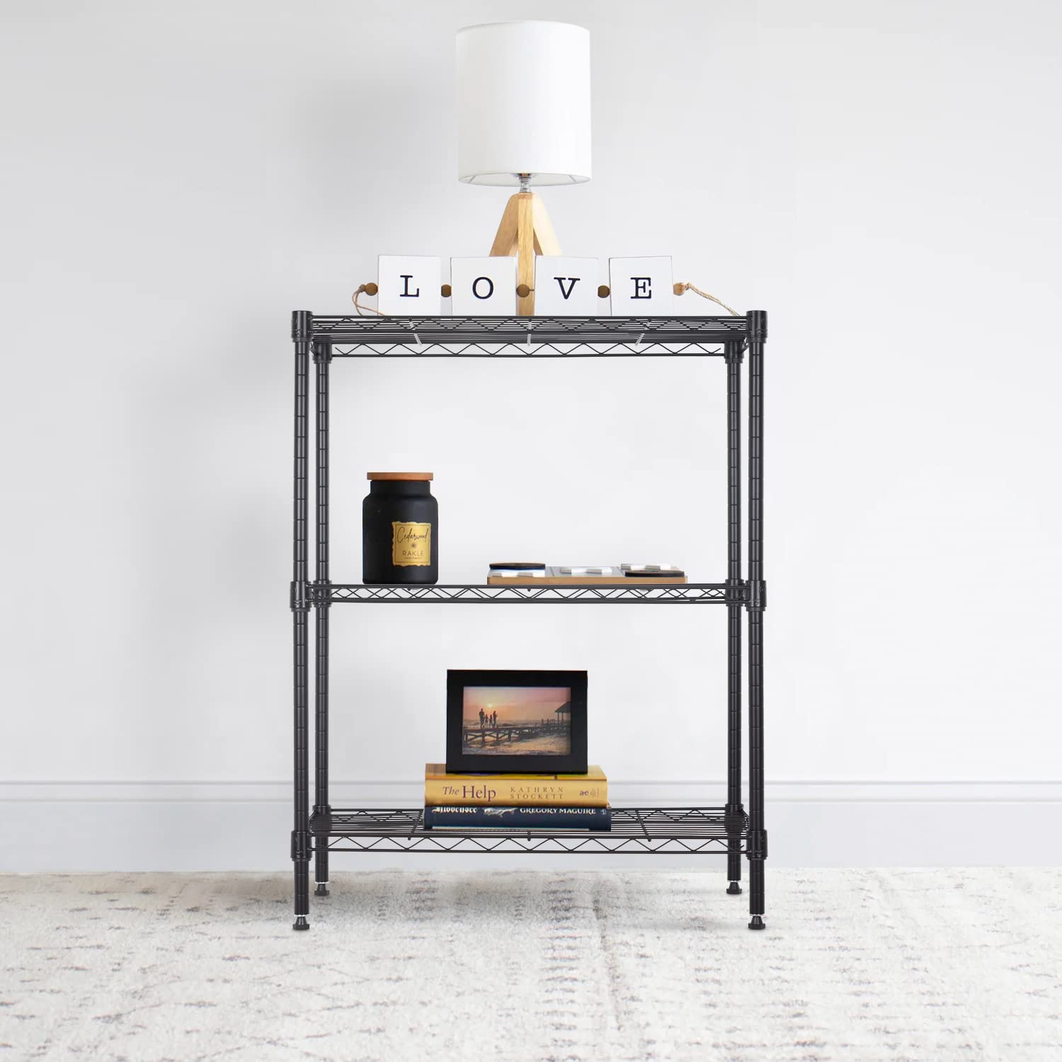 Best Adjustable 3-Tier Metal Storage Shelves - Heavy Duty 450Lbs Capacity Wire Shelving Unit for Kitchen, Garage, Office - Space Saving Organizer Rack (23