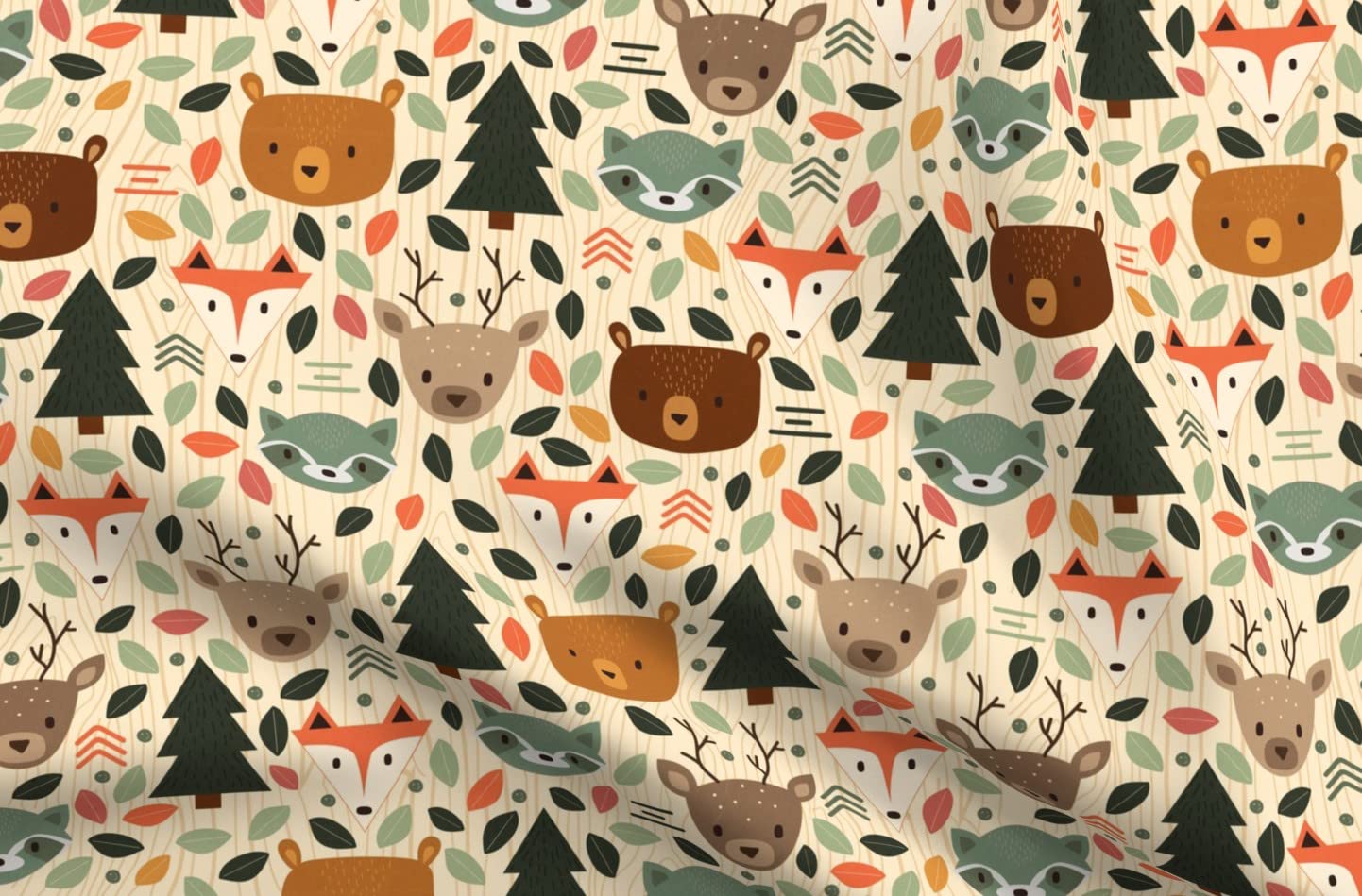 Woodland Creatures Printed Velvet Fabric by The Yard - Cute Animal Nursery Decor, Rustic Forest Upholstery & Apparel Fabric for Home Decor, Drapes, Pillows & DIY Crafts