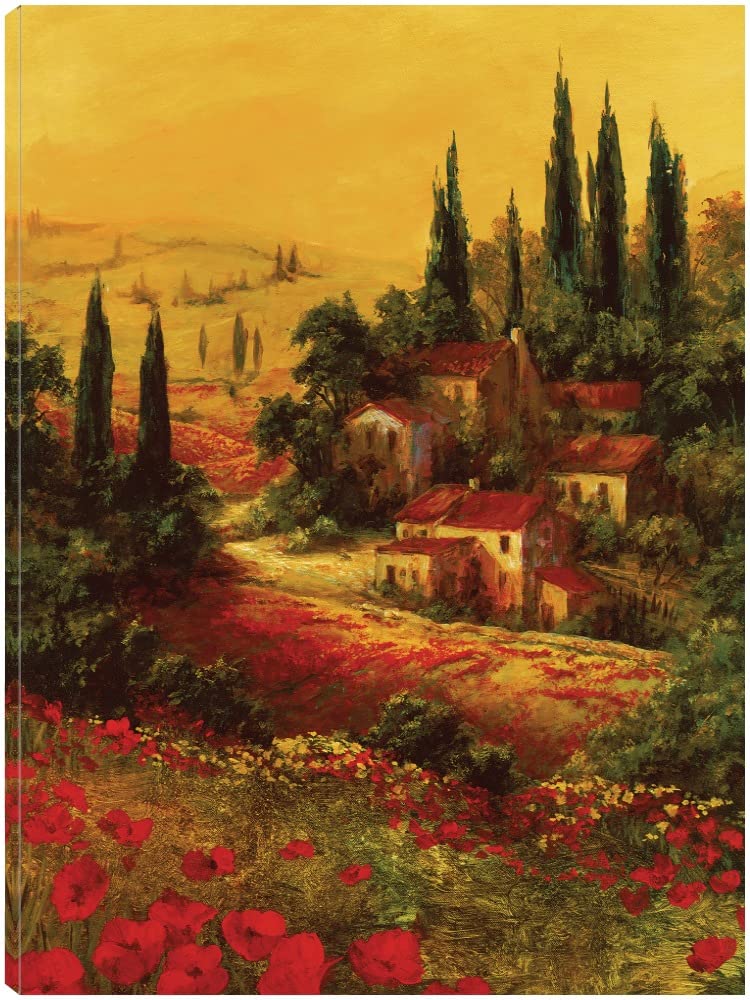 Fine Art Canvas Toscano Valley Wall Decor by Artist Art Fronckowiak - Ready to Hang 32x43 inch - Elegant Canvas Painting for Living Room, Bedroom, Office & More - Perfect for Home Decor, Housewarming Gifts & Interior Design