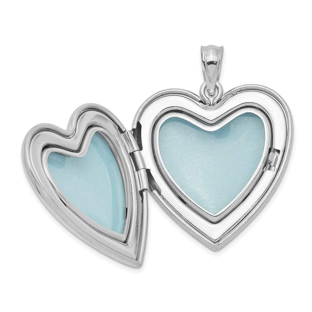 Sterling Silver 24mm Pink Ribbon Heart Locket Pendant - Enameled & Shiny-Cut Design for Breast Cancer Awareness, Gifts for Her, Valentine's Day, Mother's Day Jewelry