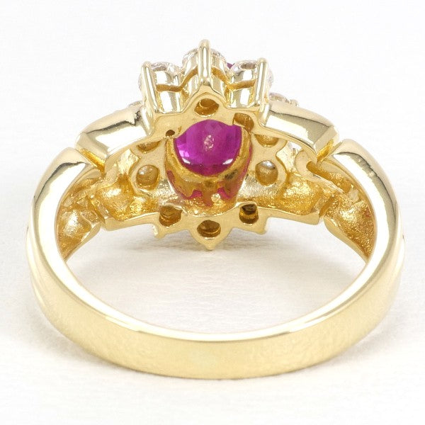 18K Yellow Gold Ruby and Diamond Ring for Women - Elegant Vintage Style Engagement, Wedding, Anniversary Gift - Perfect for Special Occasions and Evening Events