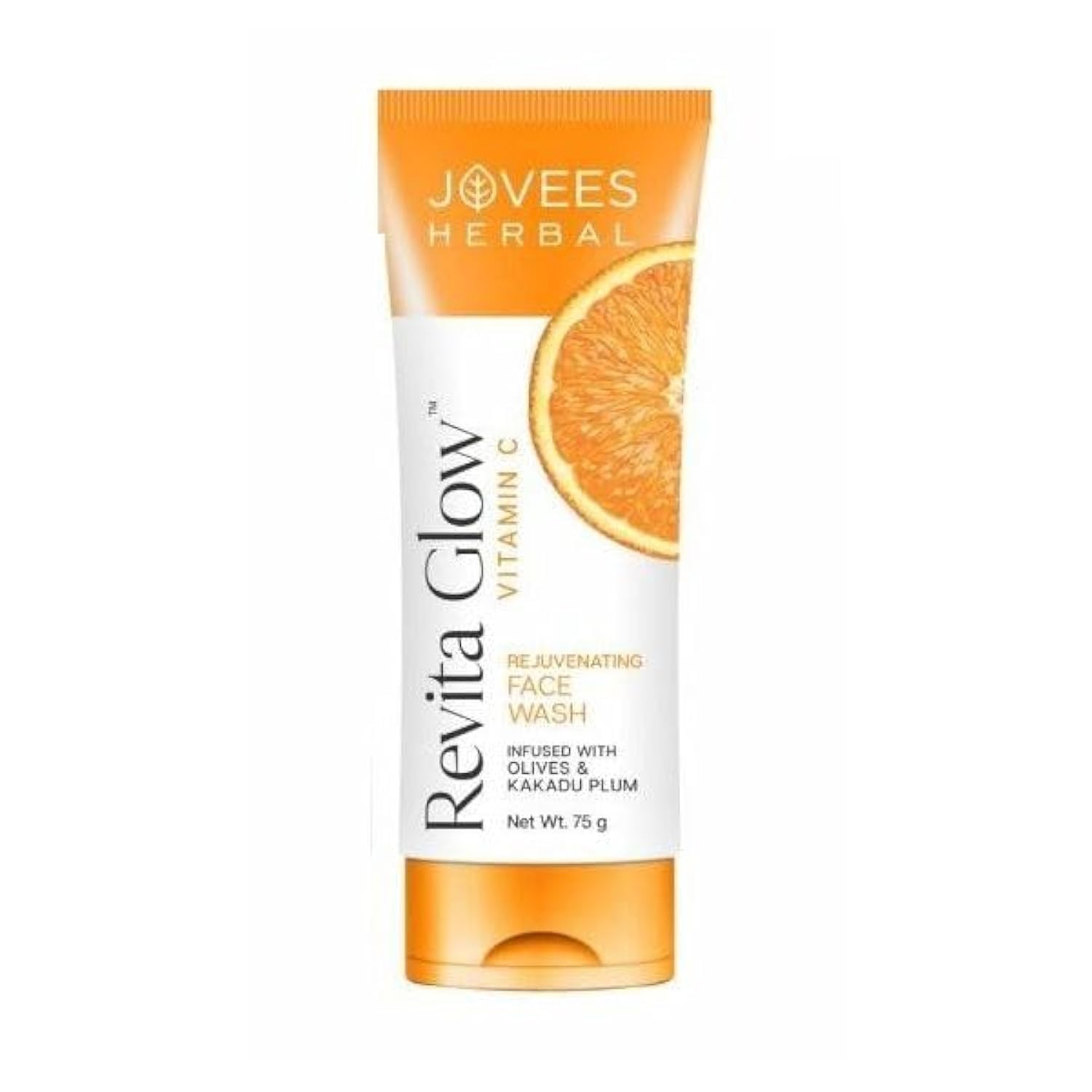Jovees Herbal Revita Glow Vitamin C Face Wash for Glowing & Brightening Skin | Gentle Hydrating & Rejuvenating Cleanser with Kakadu Plum & Olive Extracts | Suitable for All Skin Types - 75g | Perfect for Daily Skincare Routine & Morning/Evening Face Cleansing