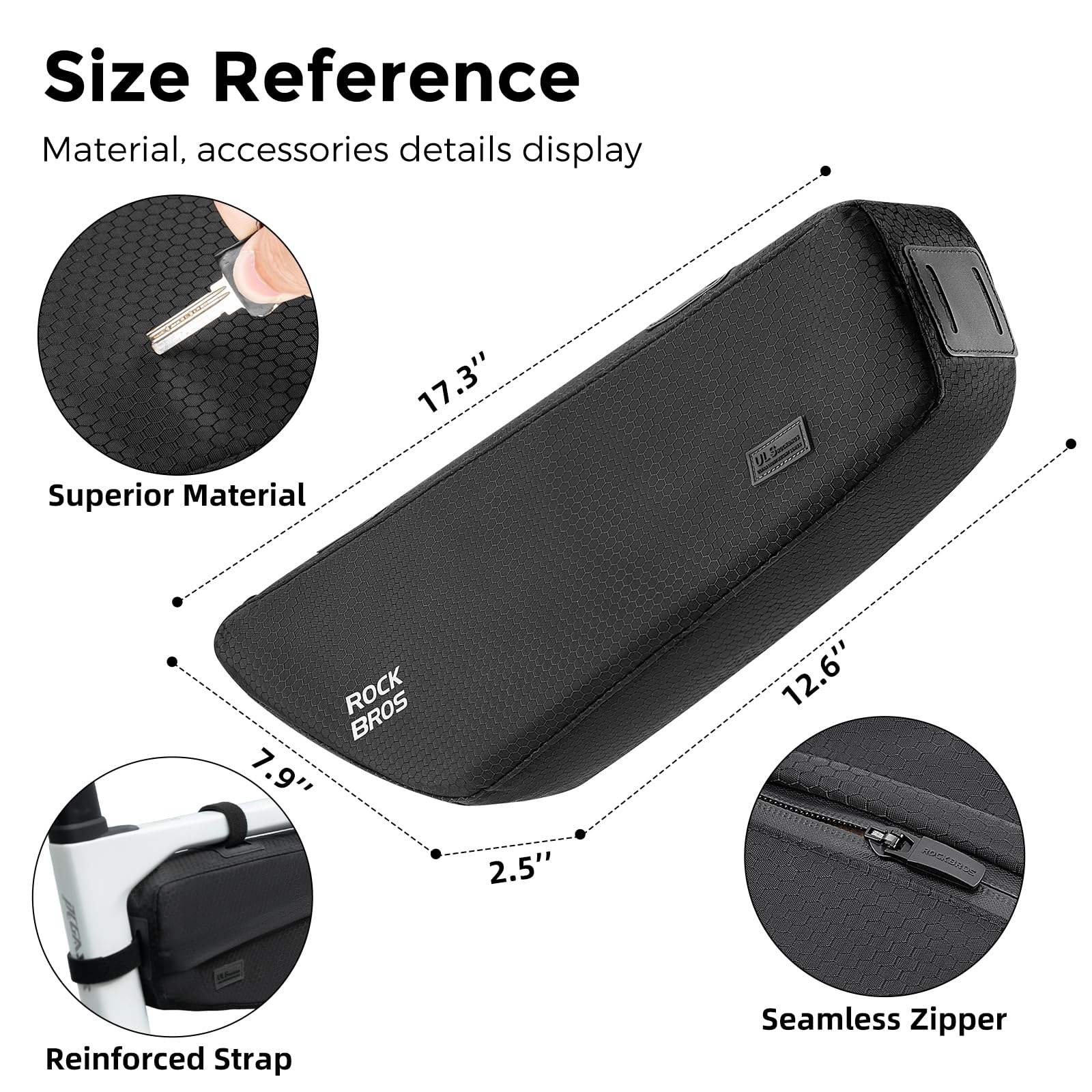 ROCKBROS 2.9L Waterproof Bike Frame Bag - Large Capacity Under Top Tube Bicycle Pouch for Mountain & Road Bikes | Perfect for Cycling Commutes, Long Distance Rides & Outdoor Adventures
