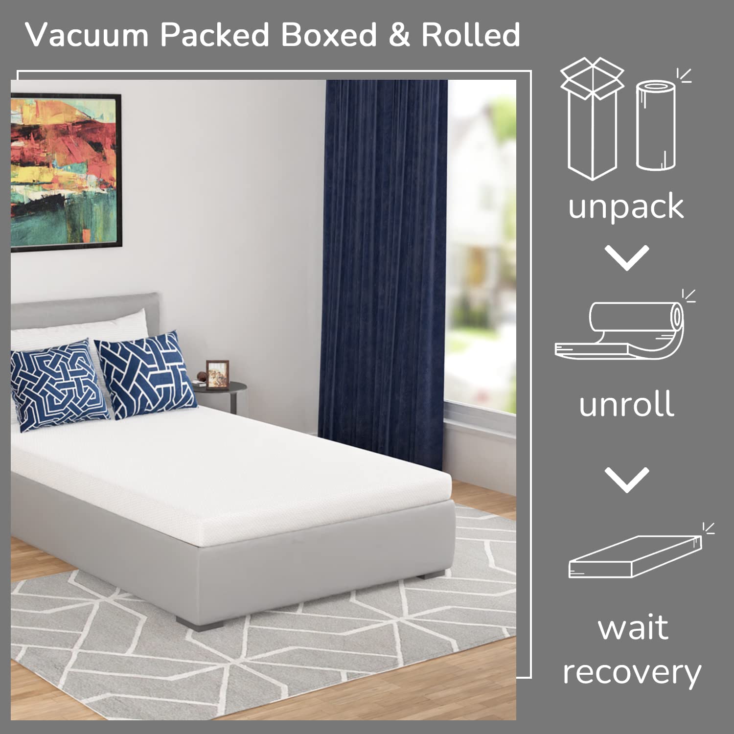 PayLessHere 5 Inch Twin Green Tea Memory Foam Mattress with Cooling Gel - Medium Firm, Fiberglass Free, CertiPUR-US Certified Bed-in-a-Box for Pressure Relief - Perfect for Guest Rooms, Dorms & Small Spaces (White)