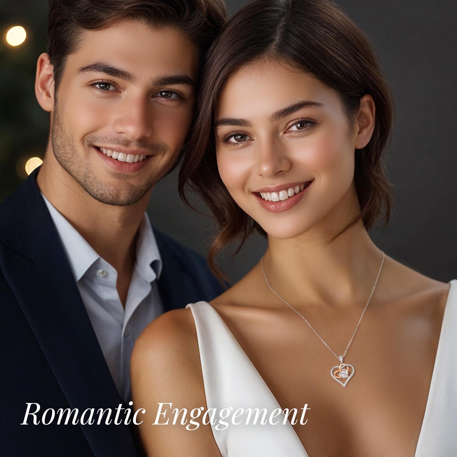 Romantic 2 Carat Moissanite Heart Necklace for Women - 925 Sterling Silver Fine Jewelry, Perfect Birthday/Anniversary/Christmas Gift for Wife, Mom, Girlfriend - Elegant Jewelry for Date Nights, Weddings & Special Occasions