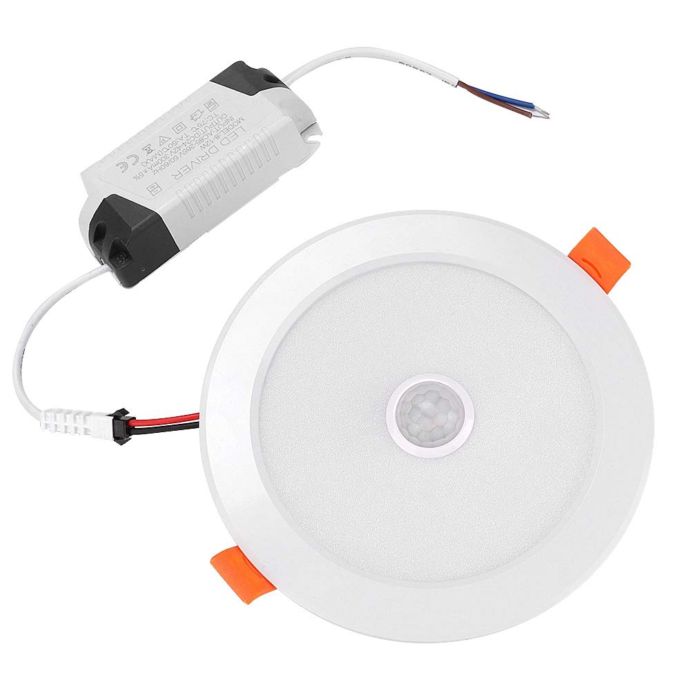 Smart 12W LED Recessed Ceiling Light with Human Body Sensor - Warm White, AC85-265V - Energy Saving Indoor Downlight for Home, Bedroom, Hallway & Closet Lighting