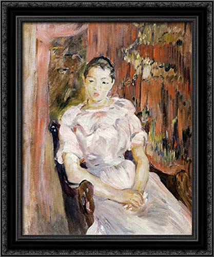 Berthe Morisot Young Girl Resting 20x24 Inch Black Ornate Wood Framed Canvas Art Print - Perfect for Bedroom, Living Room & Office Wall Decor