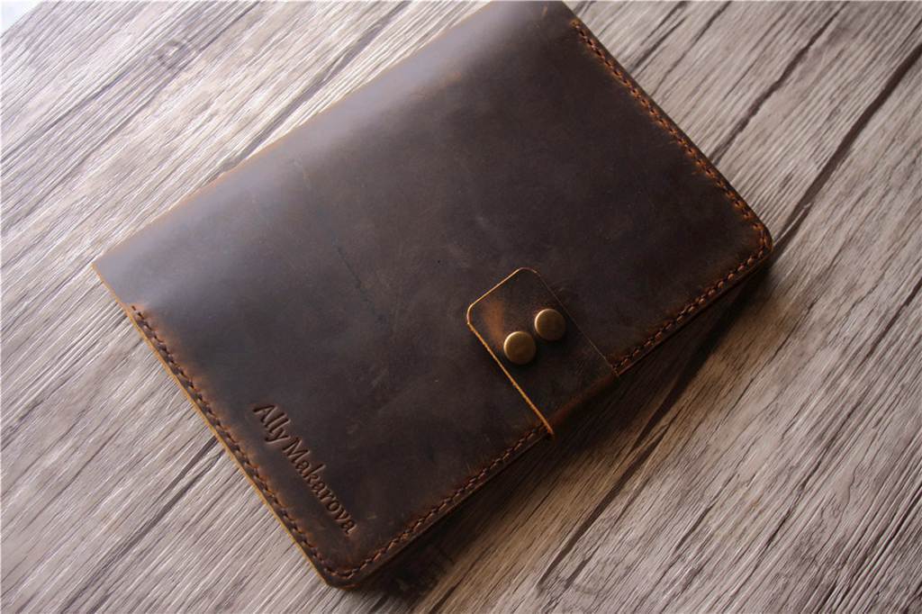 Personalized Brown Leather A5 Refillable Notebook Cover Holder - Custom Name Journal Organizer for Office, Travel & Gift Giving