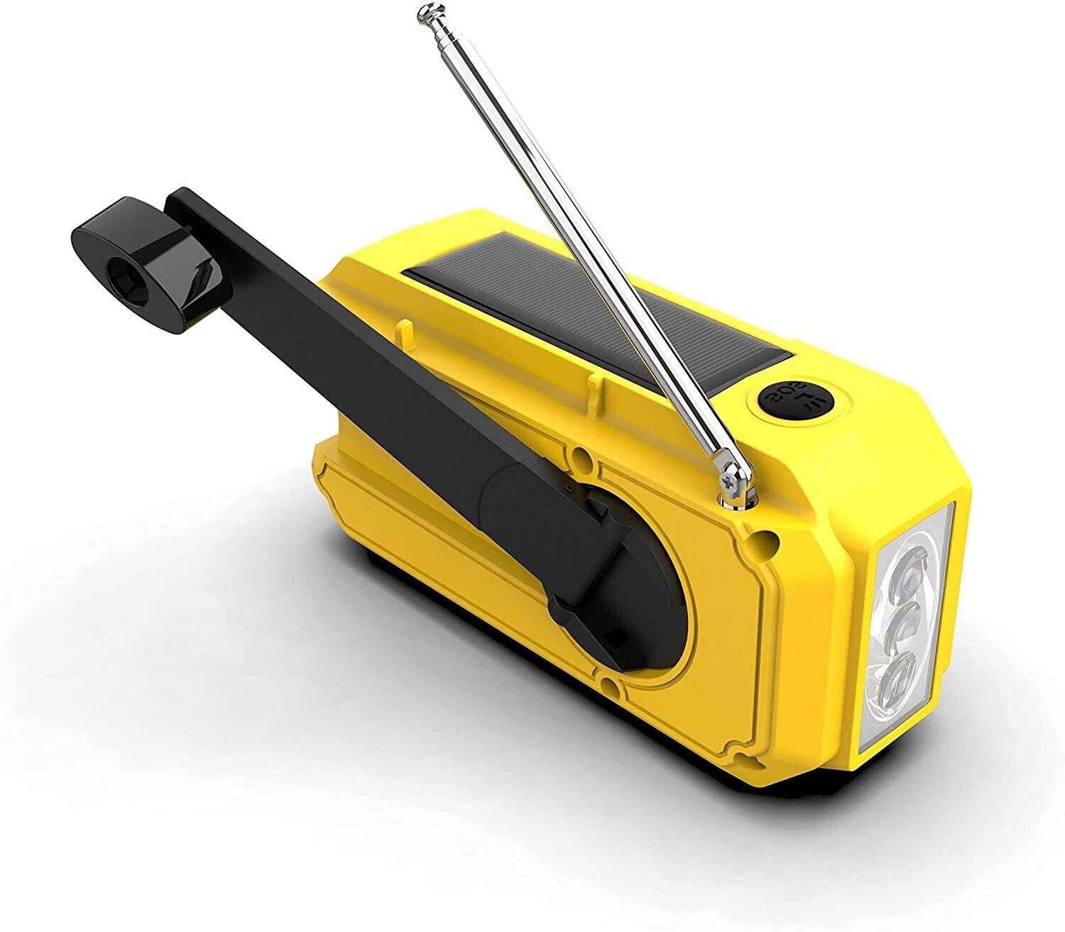Kaito V5 Emergency AM/FM Weather Radio with Solar Panel & Hand Crank - Portable NOAA Weather Alert Radio with LED Flashlight (Yellow) - Perfect for Camping, Hiking & Power Outages