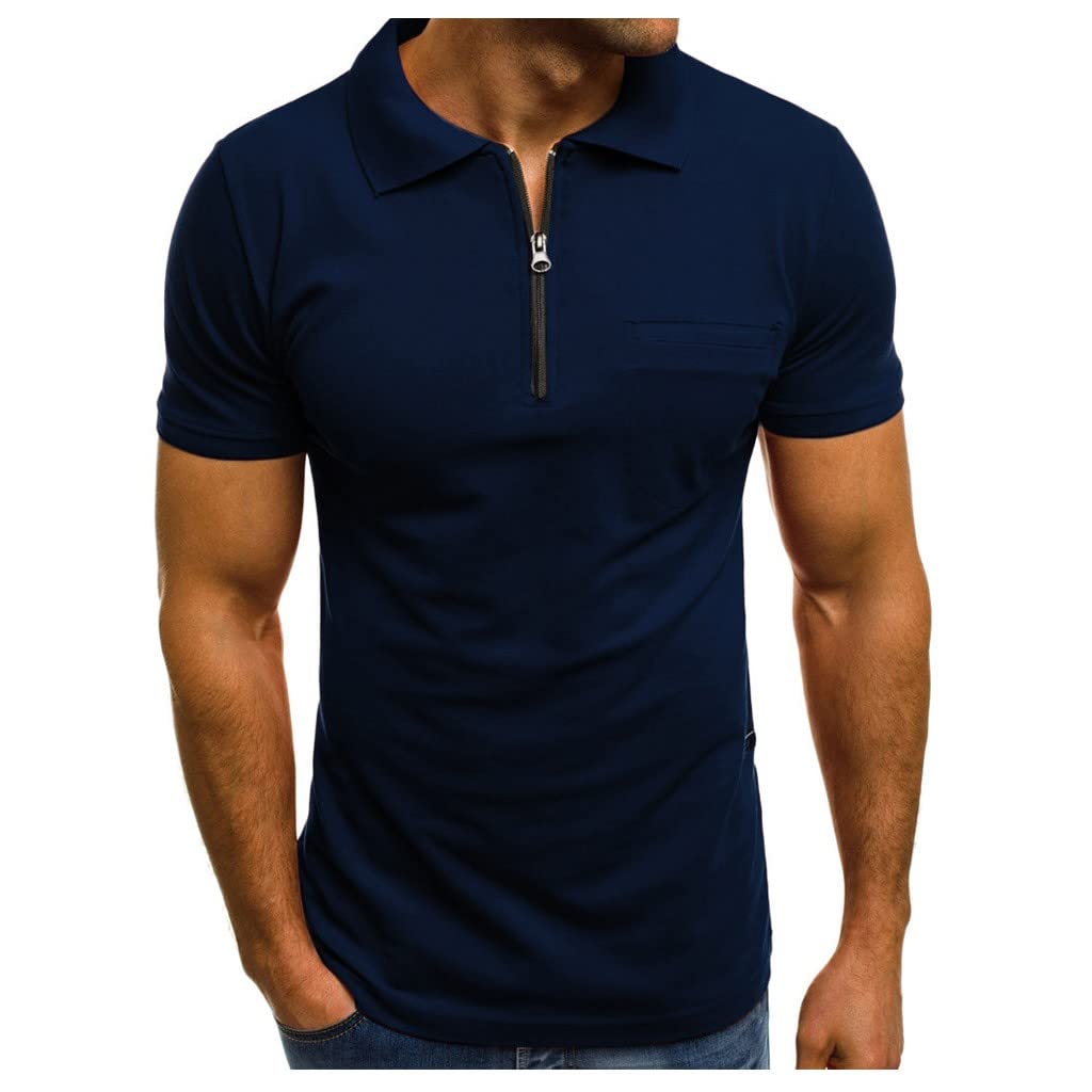 Stylish Men's Slim Fit Dress Shirt with Top Pockets - Casual Short Sleeve Purple Blouse | Perfect for Office, Party & Everyday Wear