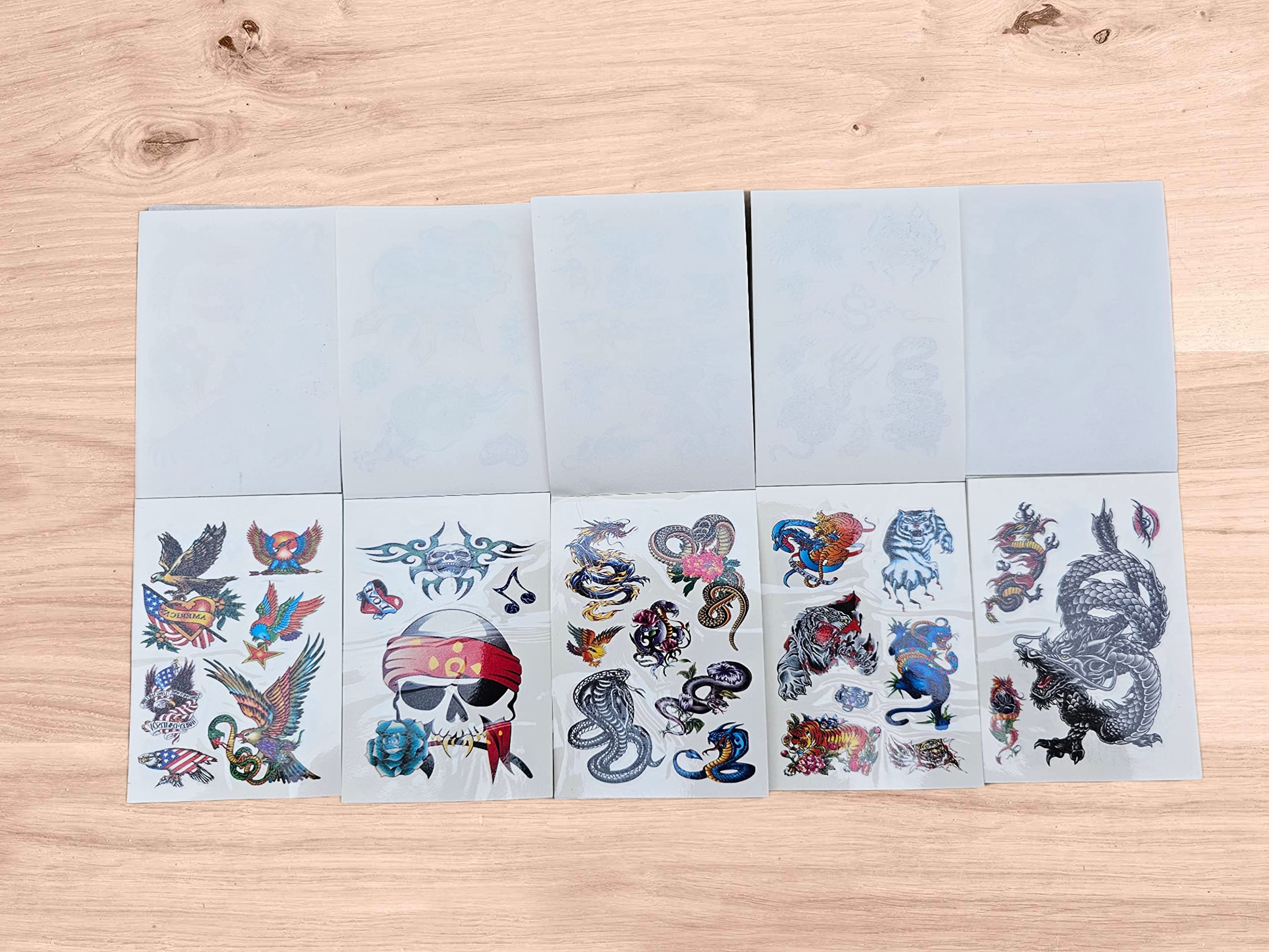 GNR Pack of 5 Temporary Tattoos for Boys - Random Fun Designs, Body Art Stickers for Kids Parties, Birthday Return Gifts, Halloween Costumes & Summer Camp Activities