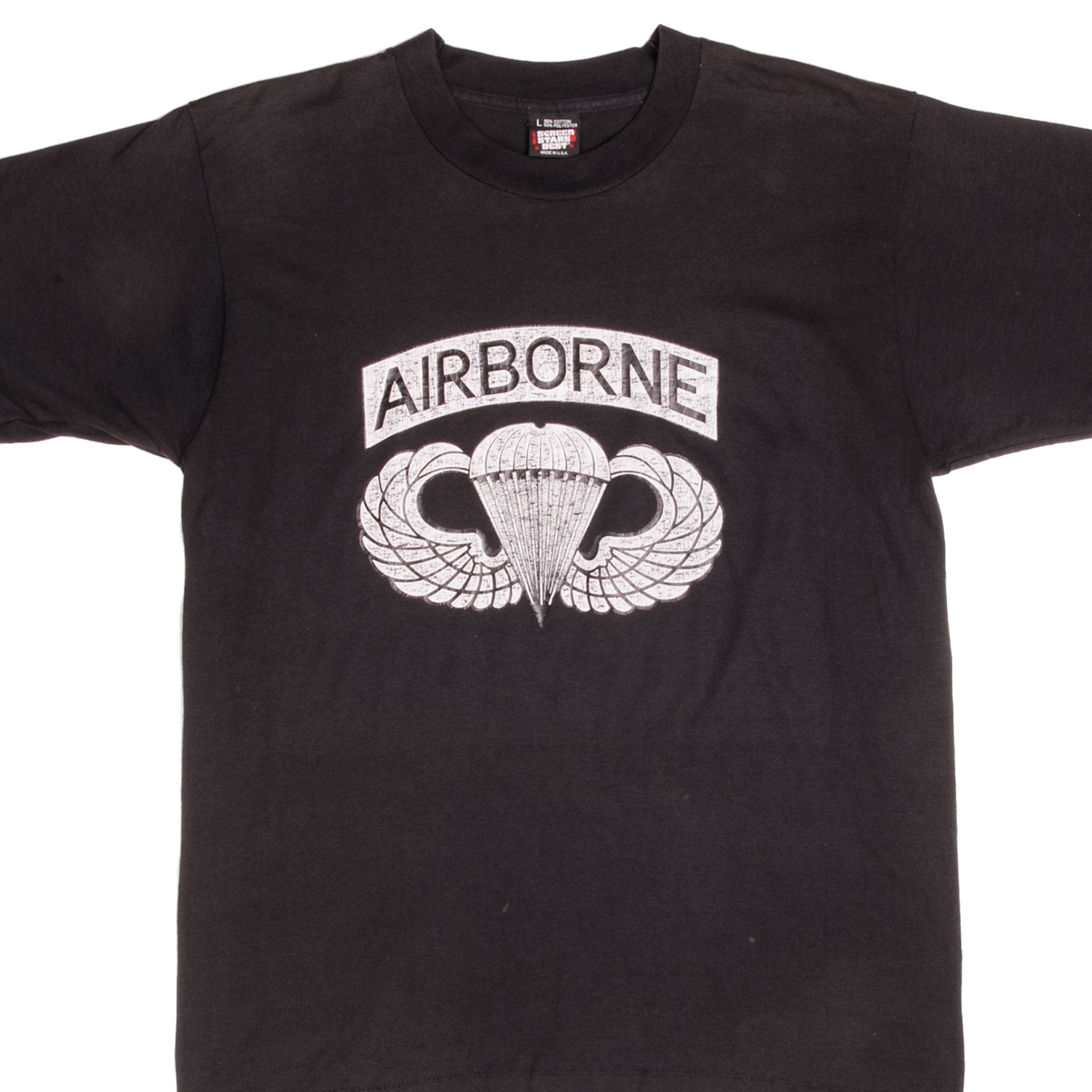 Vintage 1990s US Army Airborne T-Shirt - Medium Size, Made in USA - Military Apparel for Men, Casual Wear & Patriotic Outfits