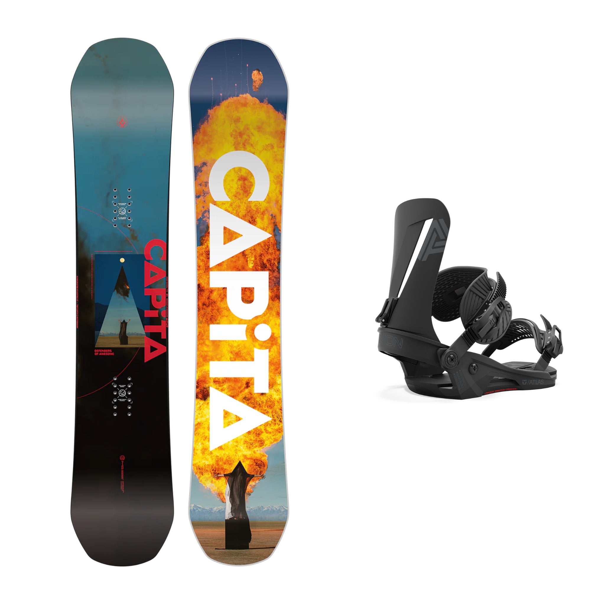 CAPiTA Defenders Of Awesome Snowboard with Union Atlas Binding 2025 | All-Mountain Freestyle Snowboard for Men & Women | Perfect for Powder, Park & Backcountry Riding
