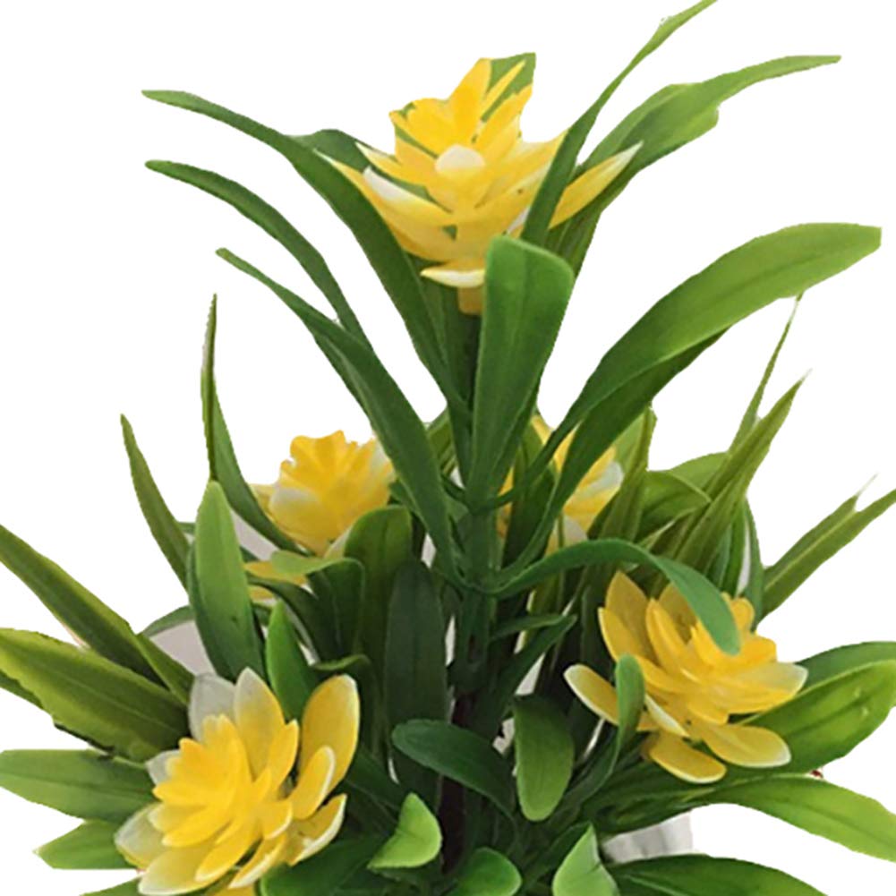 Bluelanss Artificial Lotus Flowers in Vase - Yellow Table Centerpiece for Home & Office Decor