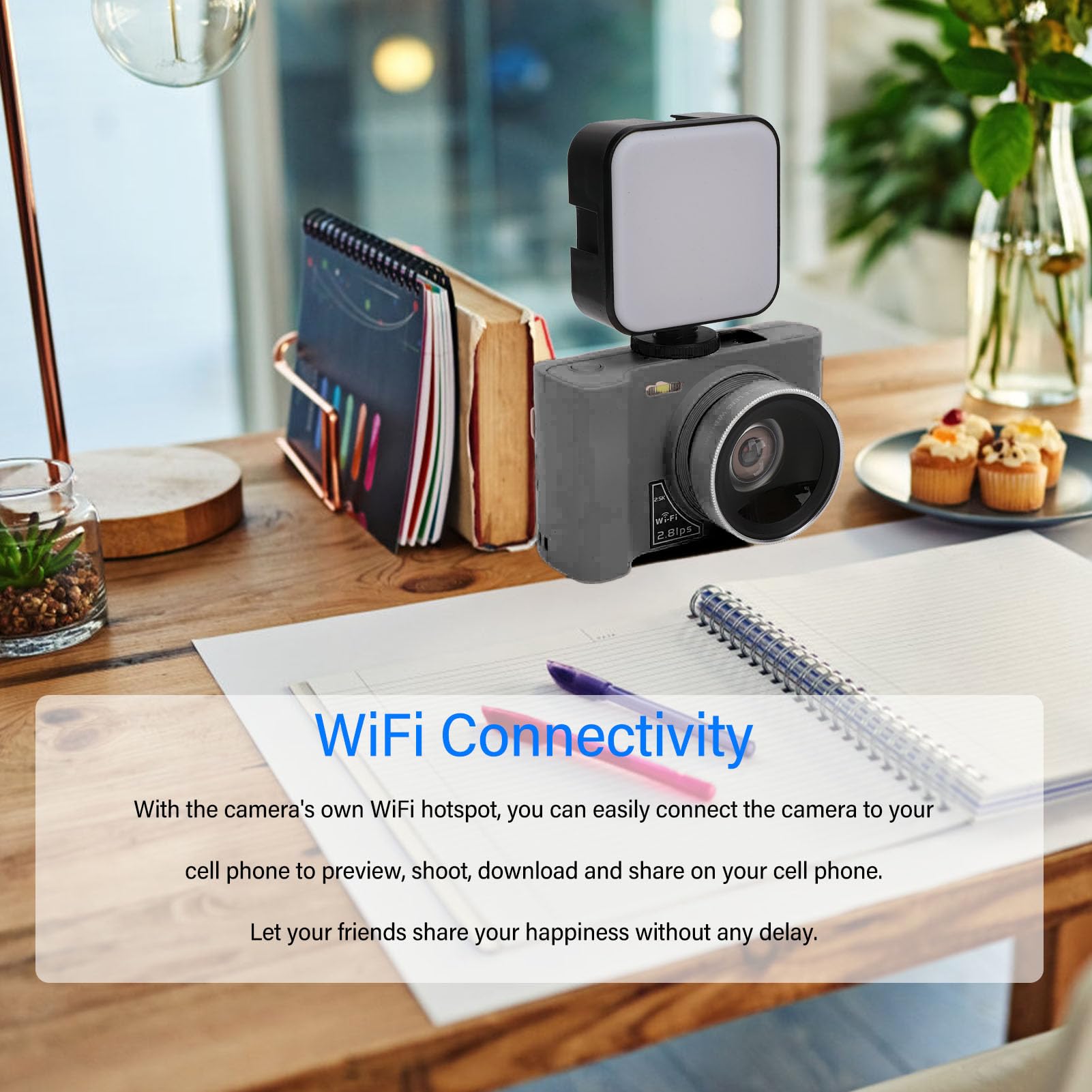 2.5K Vlogging Camera with Fill Light - 24MP 16X Digital Zoom Compact Digital Camera for Beginners & Teens, Webcam with Pause Function (Black) | Perfect for YouTube Videos, Travel Photography & Live Streaming