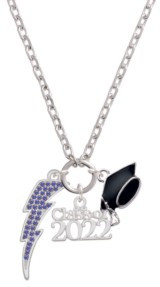 Delight Jewelry Silver-Tone Large Crystal Lightning Bolt Pendant Necklace - 28