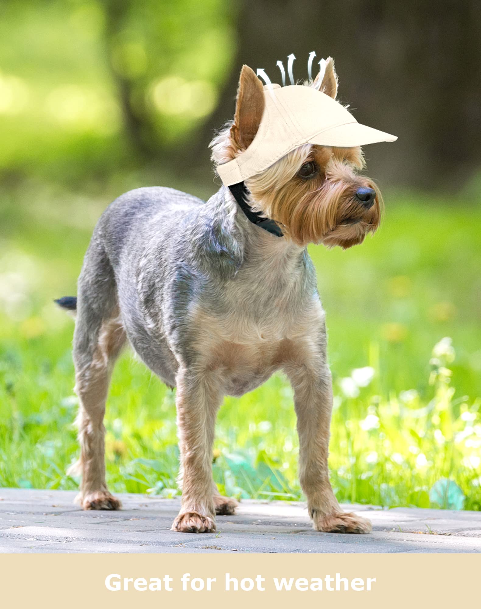 Adjustable Dog Bucket Hat for Small & Medium Dogs - Puppy Sun Hat, Baseball Cap & Visor for Spring & Summer (Beige, Large 15lbs+) - Perfect for Outdoor Walks, Beach Trips & Pet Fashion