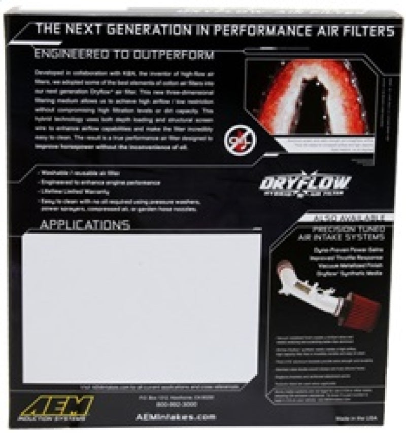 AEM 06-11 Honda Civic 1.8L L4 DryFlow High Performance Air Filter - Improved Engine Power & Fuel Efficiency for Street & Track Racing