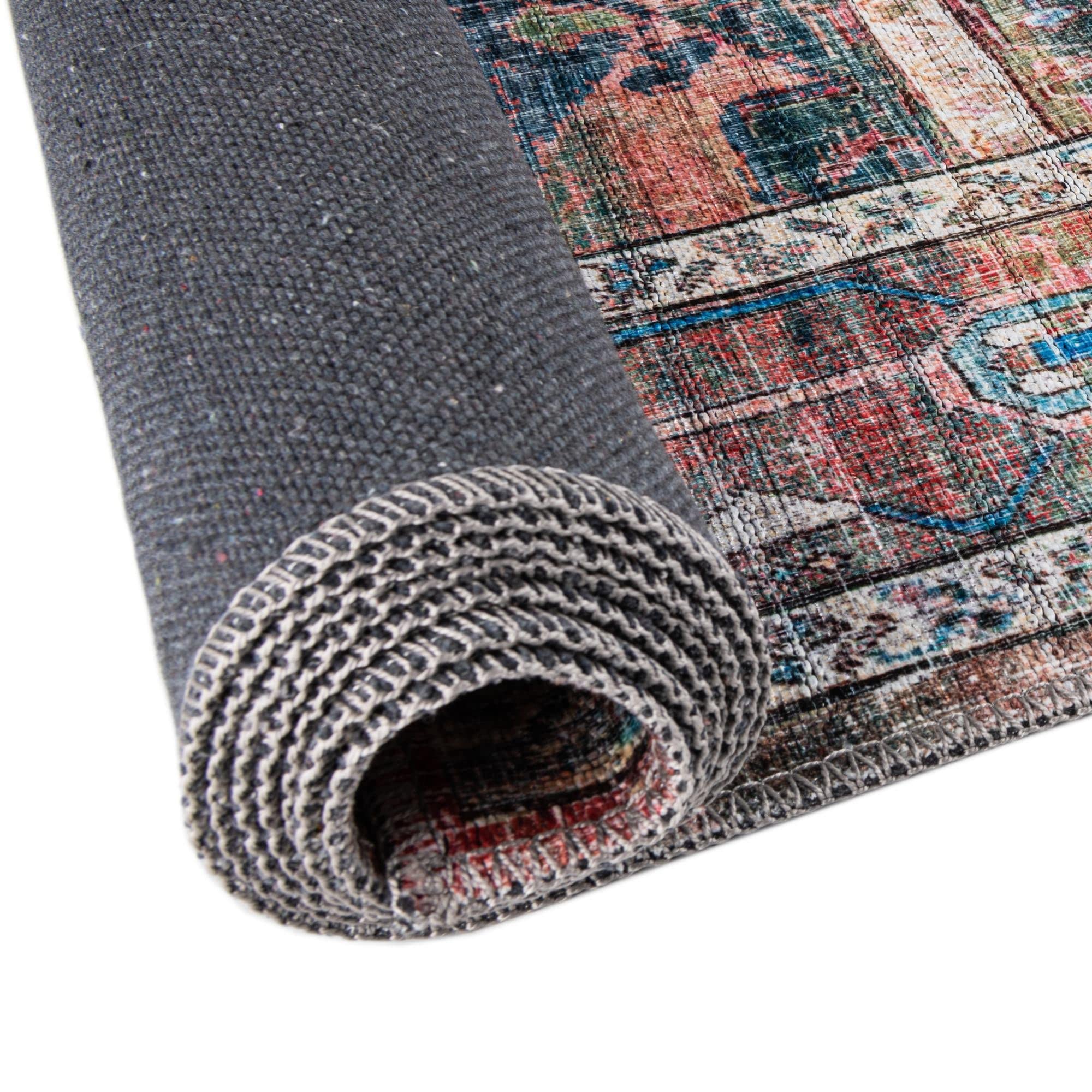 Washable 5' x 8' Oval Low-Pile Rug - Maahru Collection by Rugs.com | Multi-Color Non-Slip Living Room & Dining Room Carpet for Open Floor Plans & High Traffic Areas