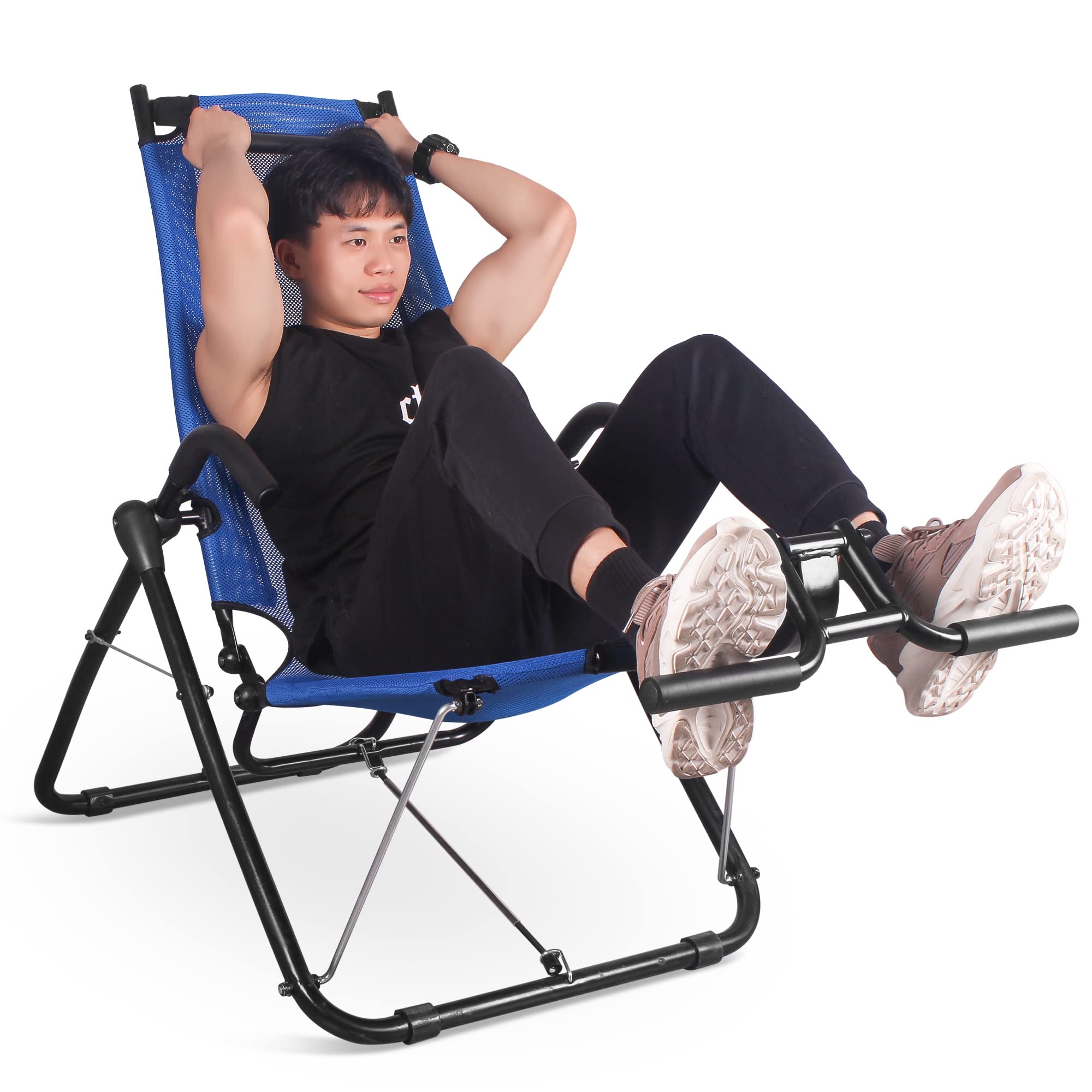 Leikefitness Ab Exercise Chair - Core Strengthening, Lightweight & Foldable Abdominal Trainer for Home Gym - Perfect for Strength Training, Inversion Therapy & Fitness Routines (Blue) AB3900