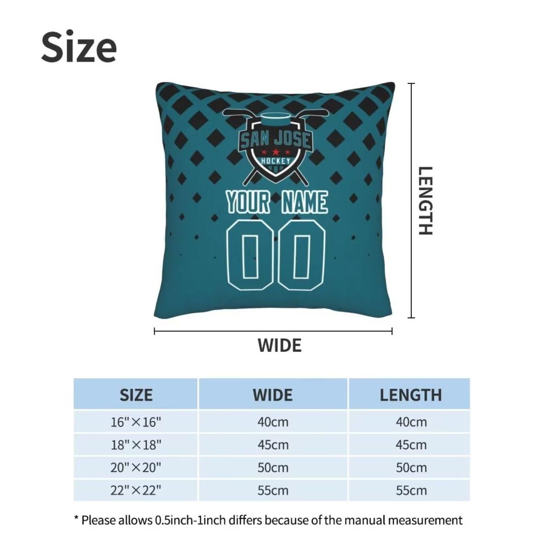 Custom San Jose Square Throw Pillow Covers Set of 2 - Personalized Decorative Pillow Cases for Sports Fans | Perfect for Home Decor, Sofa & Bedroom Accents