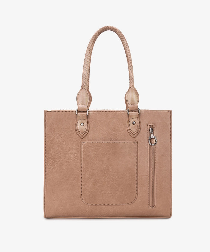 Montana West Genuine Leather Tooled Fringe Tote Bag for Women - Stylish Western Handbag for Work, Travel & Everyday Use