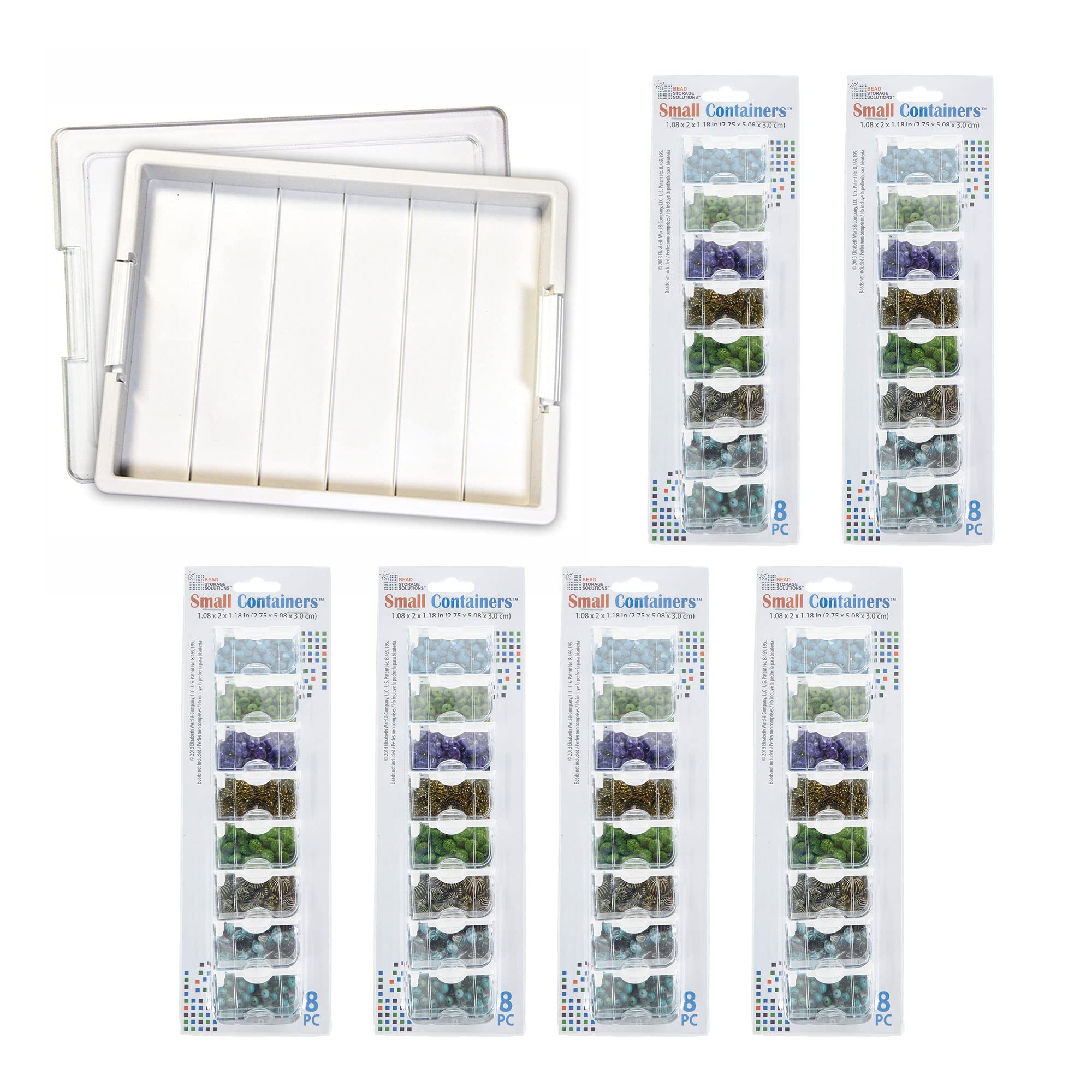 Stackable Plastic Organizer Tray Set with Lids - 48 Small Compartment Containers for Beads, Jewelry & Craft Supplies - Perfect for DIY Projects, Home Organization & Office Storage