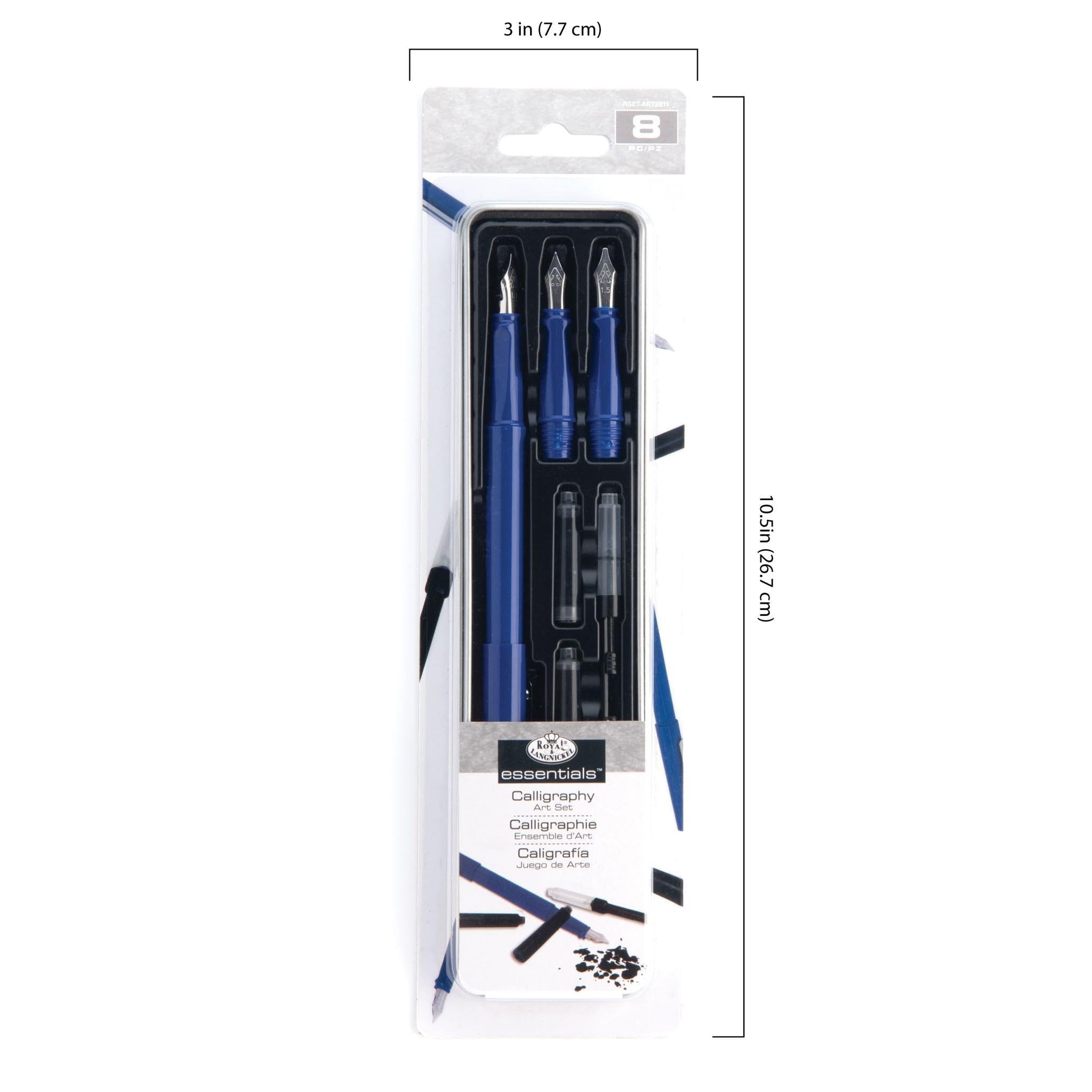 Royal & Langnickel Essentials 8-Piece Mini Calligraphy Art Set - Perfect for Beginners, Lettering, DIY Greeting Cards & Wedding Invitations