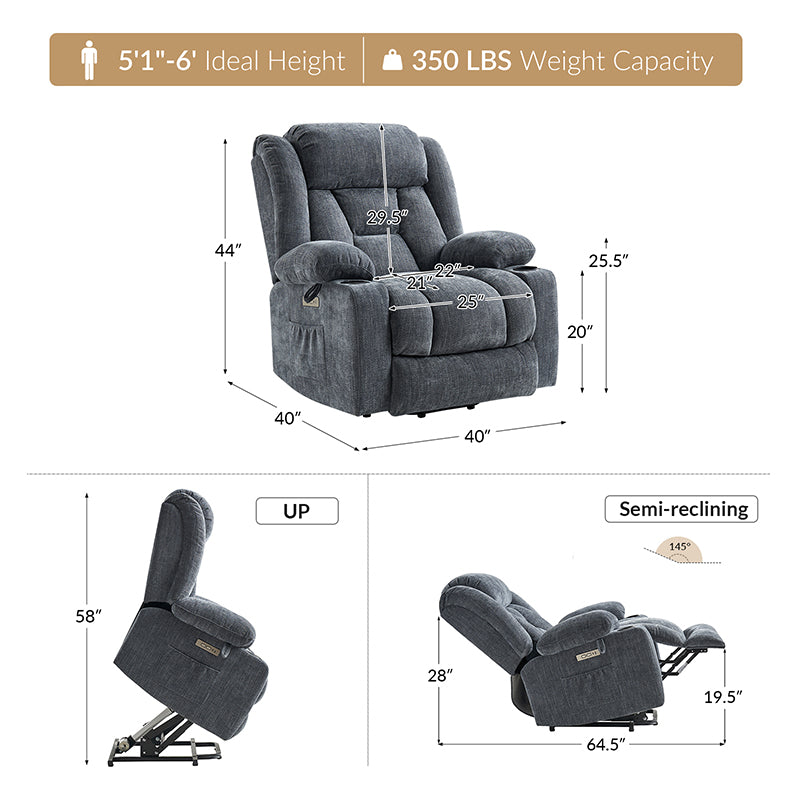 Ethel LuxLift Max Recliner Chair - Premium Lift Assist Reclining Chair for Elderly & Seniors with Easy Operation - Perfect for Living Room, Bedroom & Home Theater Relaxation