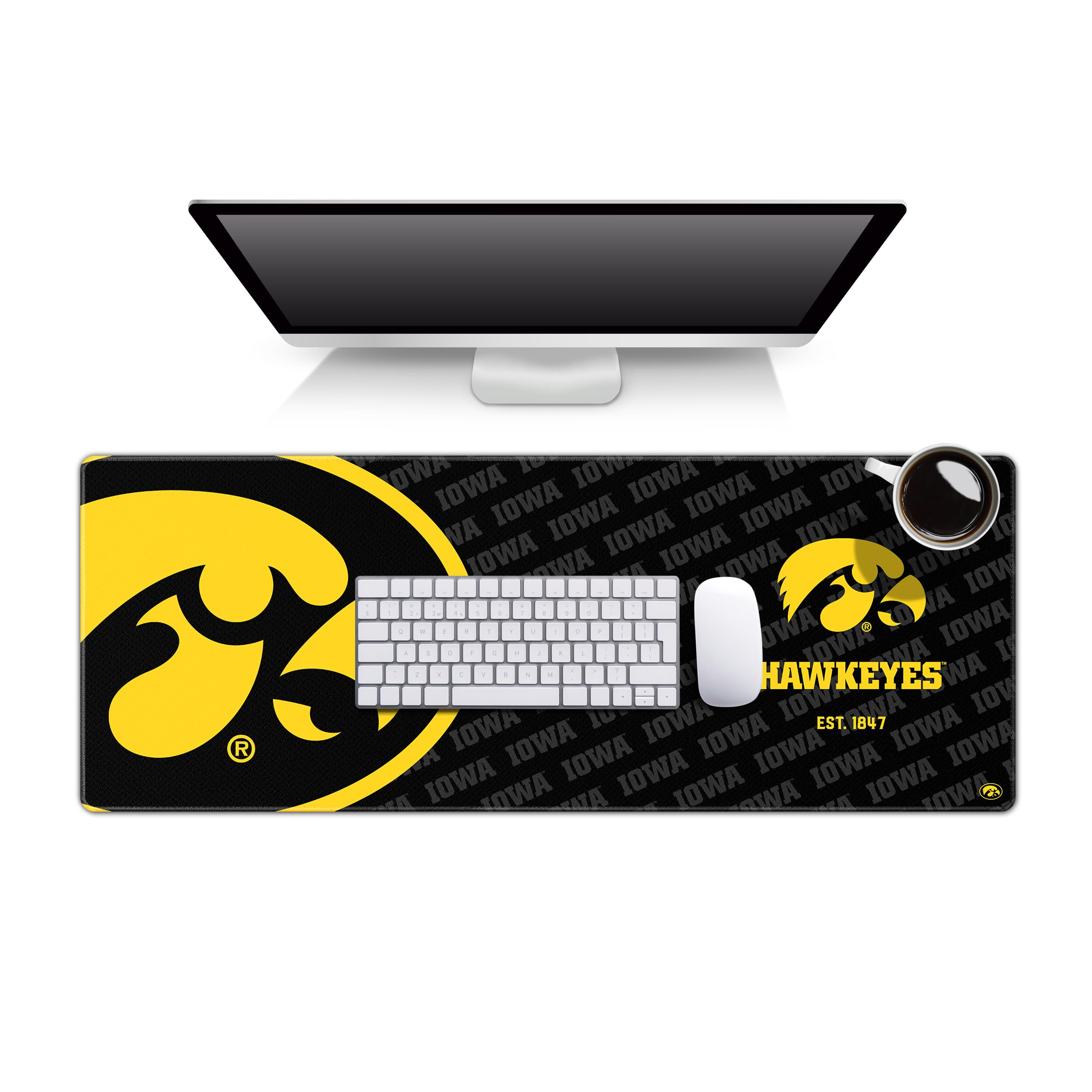 YouTheFan NCAA Iowa Hawkeyes Logo Series Desk Pad - Non-Slip Mouse Pad for Gaming & Office Work - Perfect for College Fans & Sports Enthusiasts