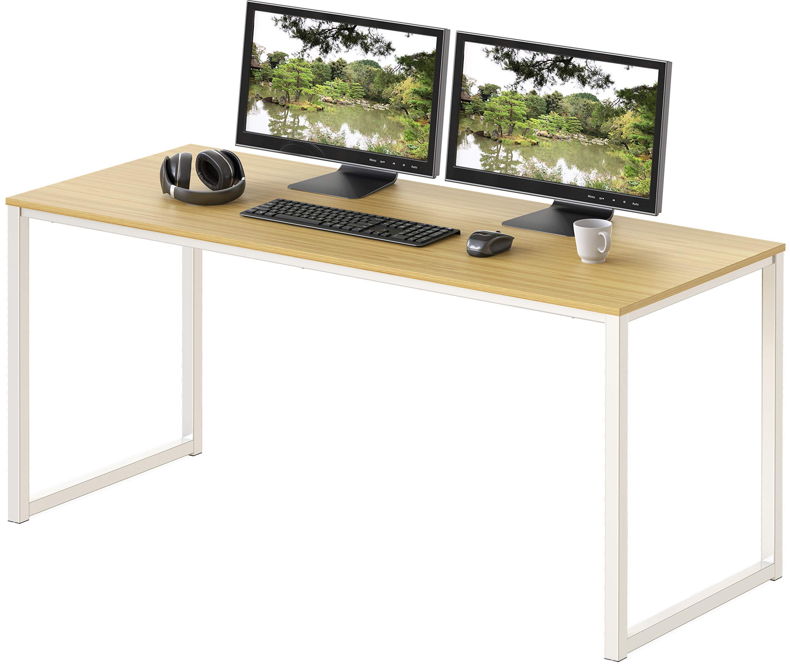 SHW Mission 48-Inch Home Office Computer Desk - Solid Oak Wood Writing Table for Work, Study & Gaming - Modern Workstation for Small Spaces & Home Offices