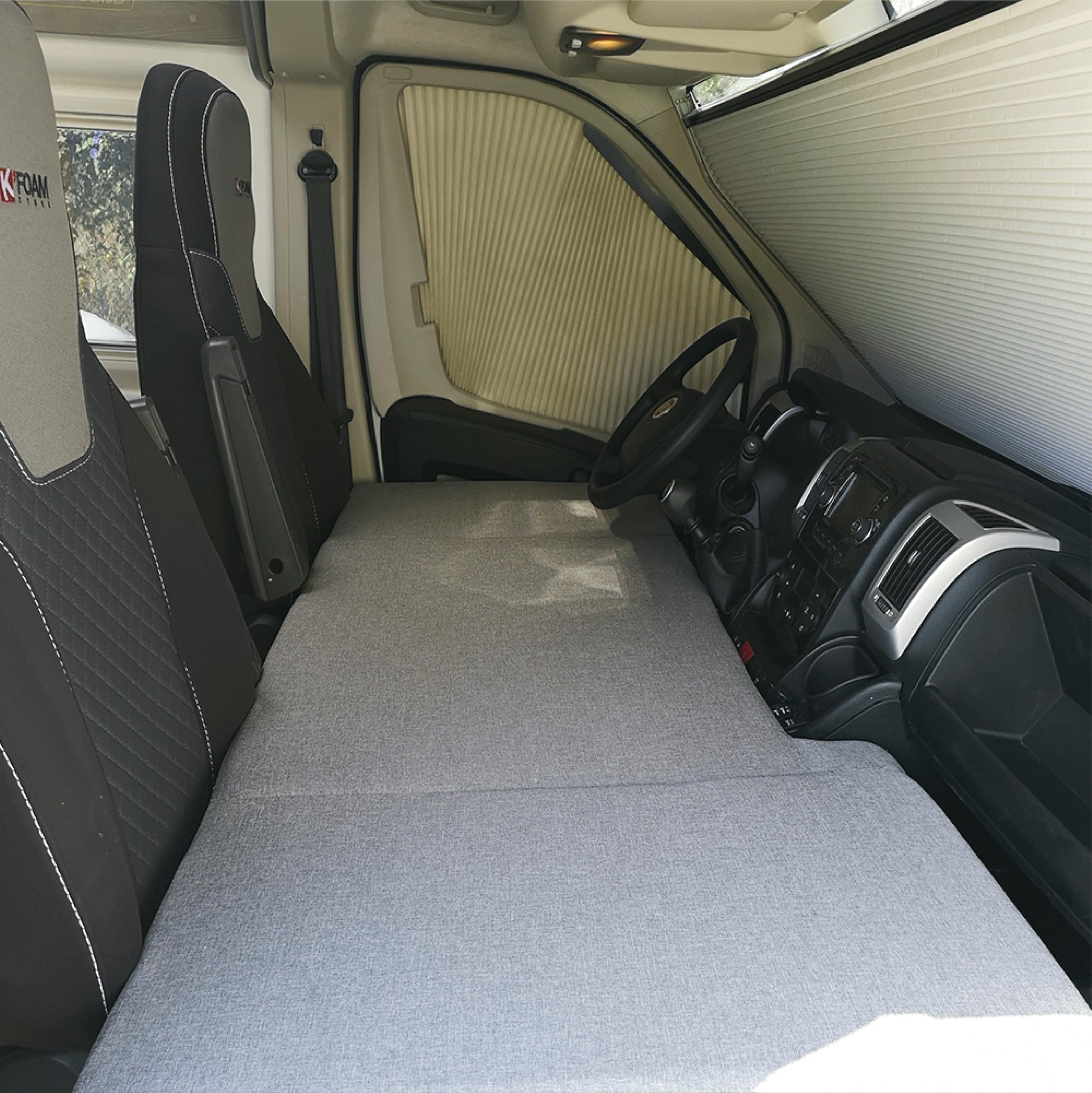 RAM ProMaster Camper RV Front Seat Mattress (2002-2025) - Grey Convertible Cab Bed for Kids & Pets | Comfortable Sleeping Solution for Road Trips & Camping Adventures