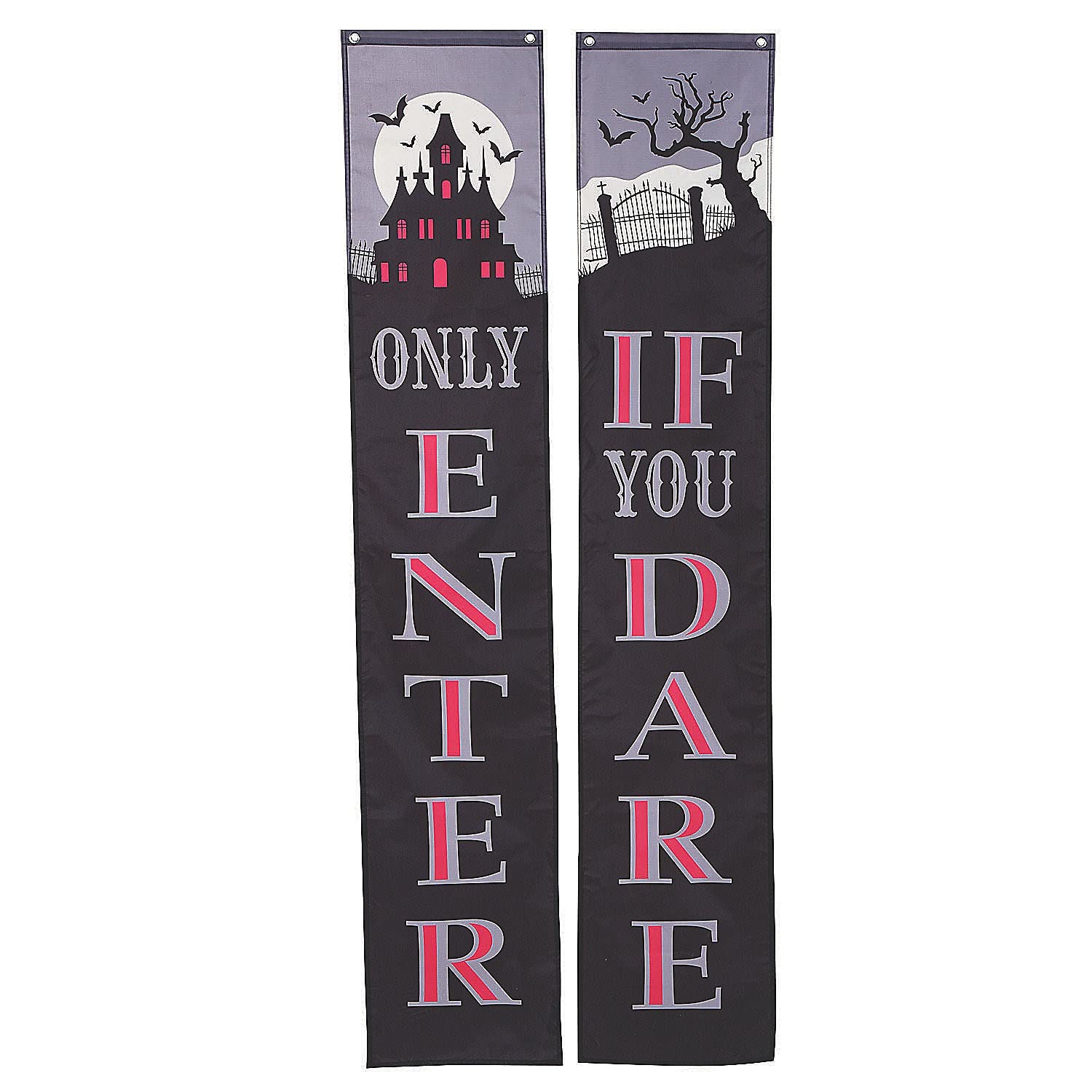 Gothic Halloween Pillar Buntings - Spooky Home Decor Set of 2 - Perfect for Halloween Party, Haunted House & Fall Festival Decorations