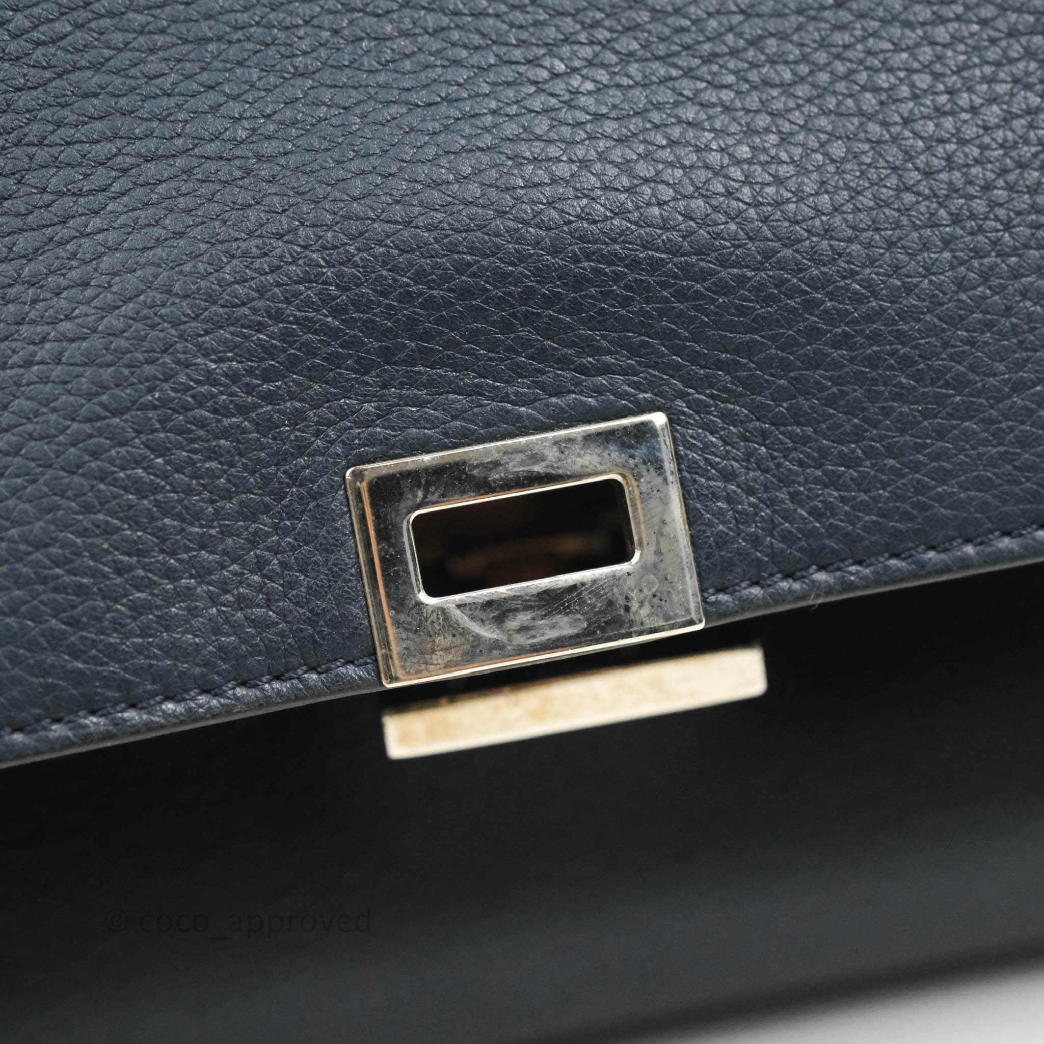Celine Small Sleek Trapeze Handbag in Navy Calfskin Leather - Perfect for Work, Travel & Everyday Use