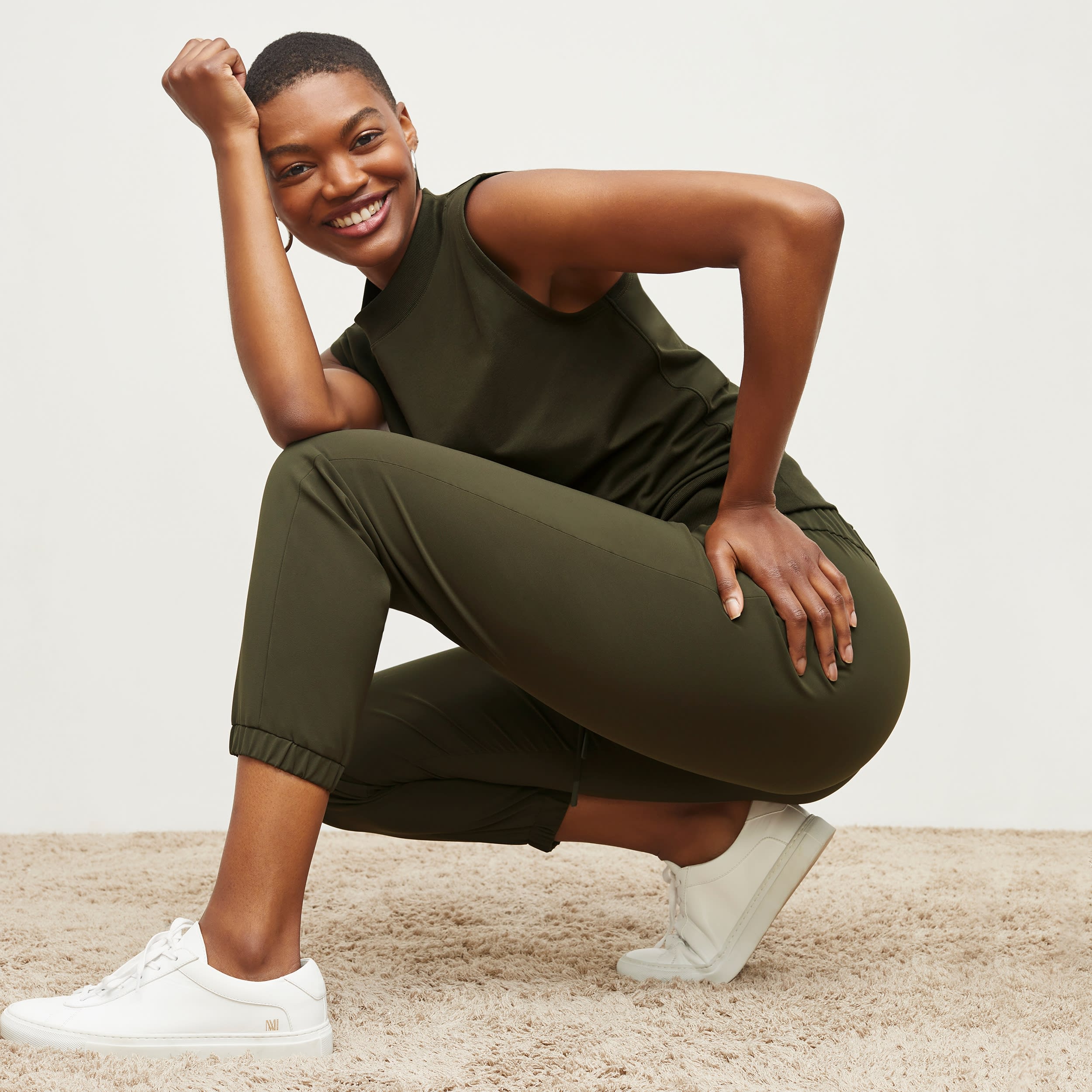 Delaney Jogger Pants for Women - OrigamiTech Stretch Olive Green Joggers | Comfortable Workout, Yoga, Lounge & Casual Wear