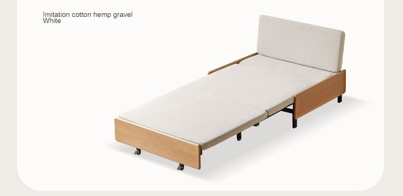 Solid Beech Wood Sofa Bed - Convertible Pull-Out Single Sleeper for Small Spaces | Guest Room & Studio Apartment Furniture