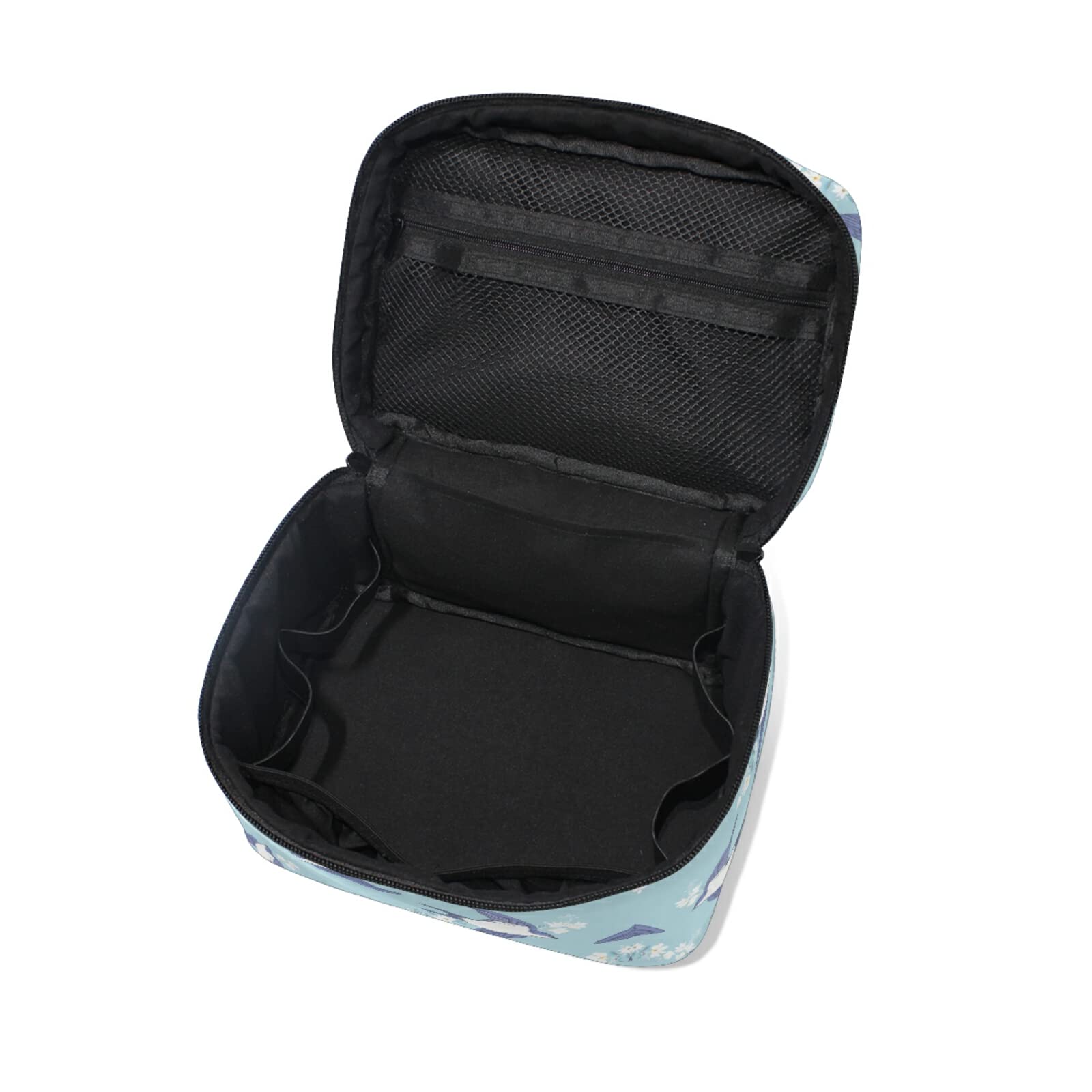 Swallow Flower Blue Bird Cosmetic Bag Organizer - Waterproof Zippered Makeup Pouch & Toiletry Case for Women | Travel, Gym, Daily Essentials Storage