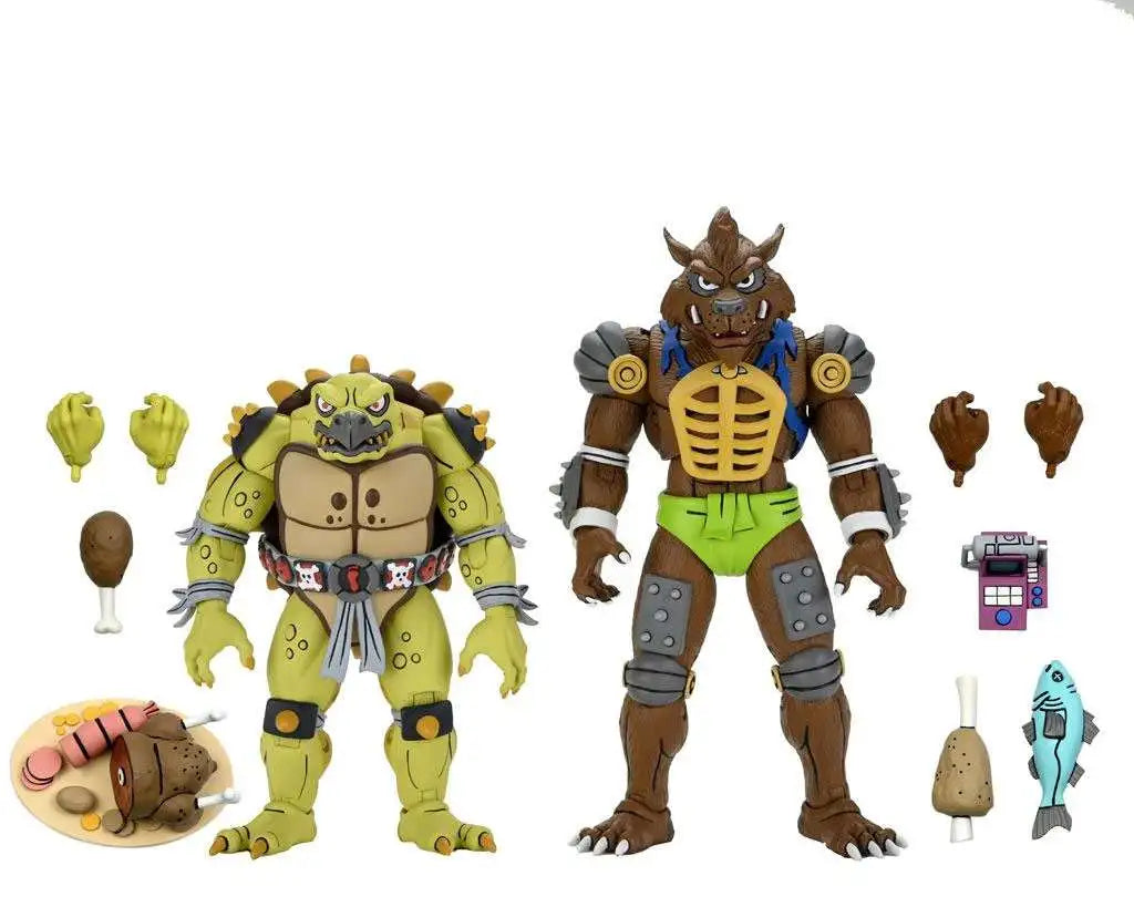 NECA Teenage Mutant Ninja Turtles Tokka & Rahzar 2-Pack Action Figures - Cartoon Version Collectible Set for TMNT Fans | Perfect for Display, Gifts, and Comic Conventions