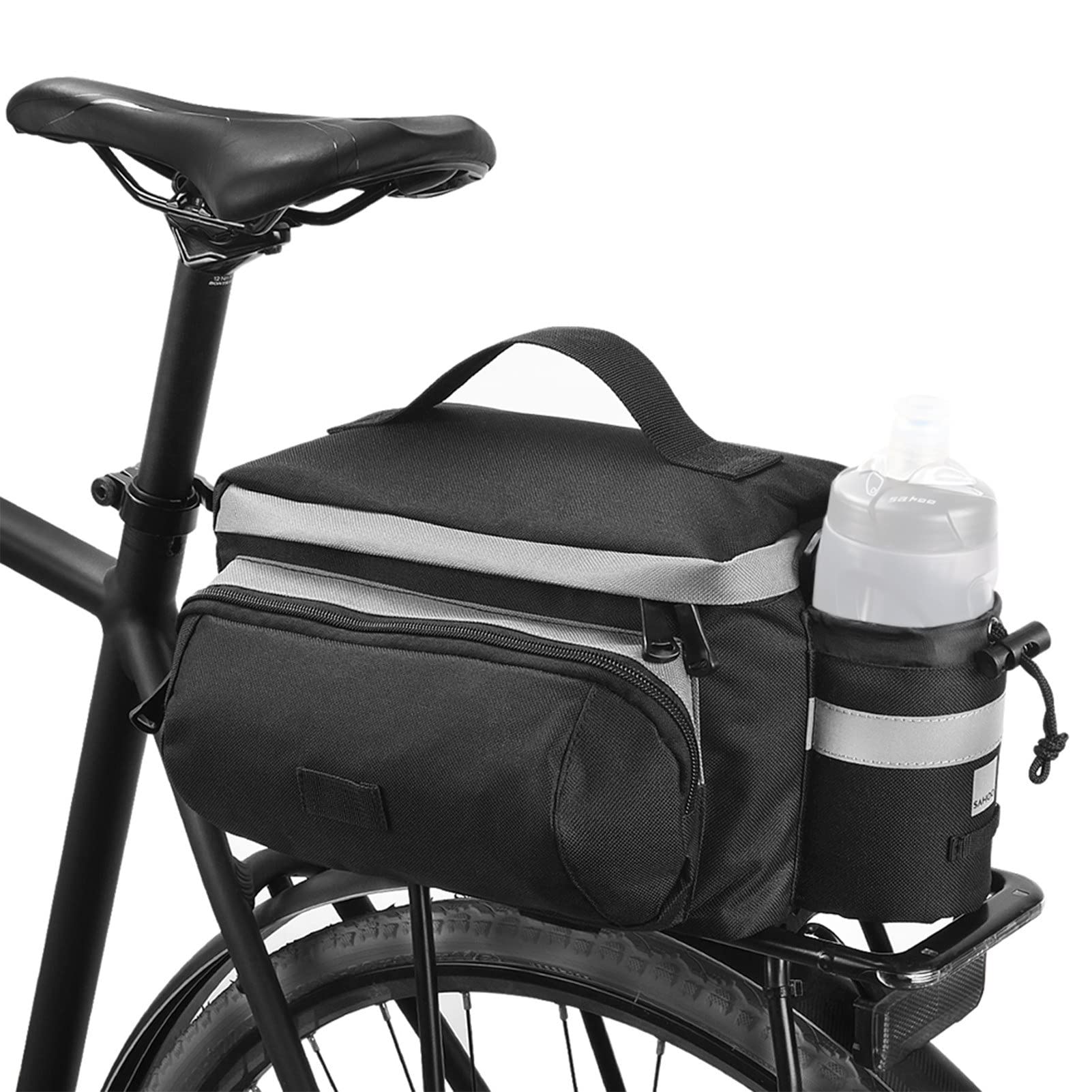 MengK 13L Large Capacity Bicycle Rear Seat Trunk Bag with Cup Holder - Waterproof Reflective MTB Road Bike Panniers Storage Bag for Cycling Commuting, Travel & Outdoor Adventures
