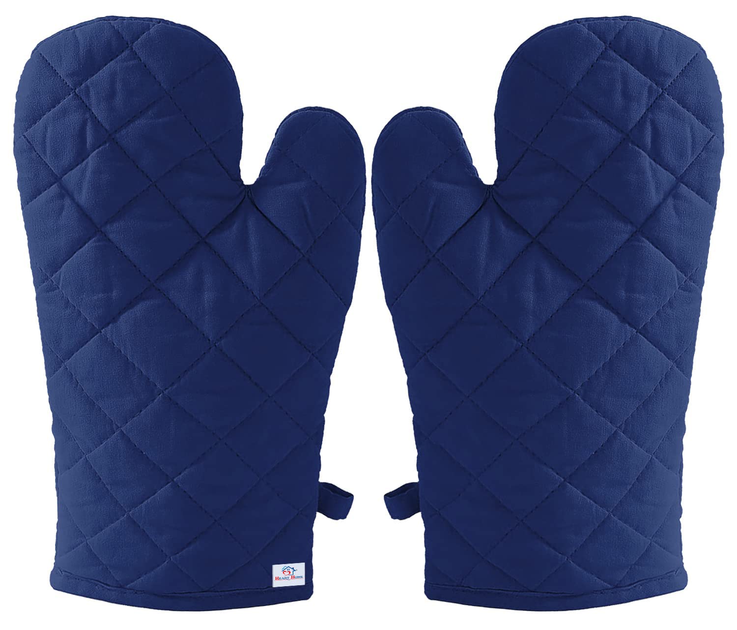Heart Home Cotton Microwave Oven Gloves Set of 2 - Heat Resistant Kitchen Mittens for Cooking, Baking & Grilling (Blue) - Perfect for Hot Pans, Baking Sheets & Microwave Use
