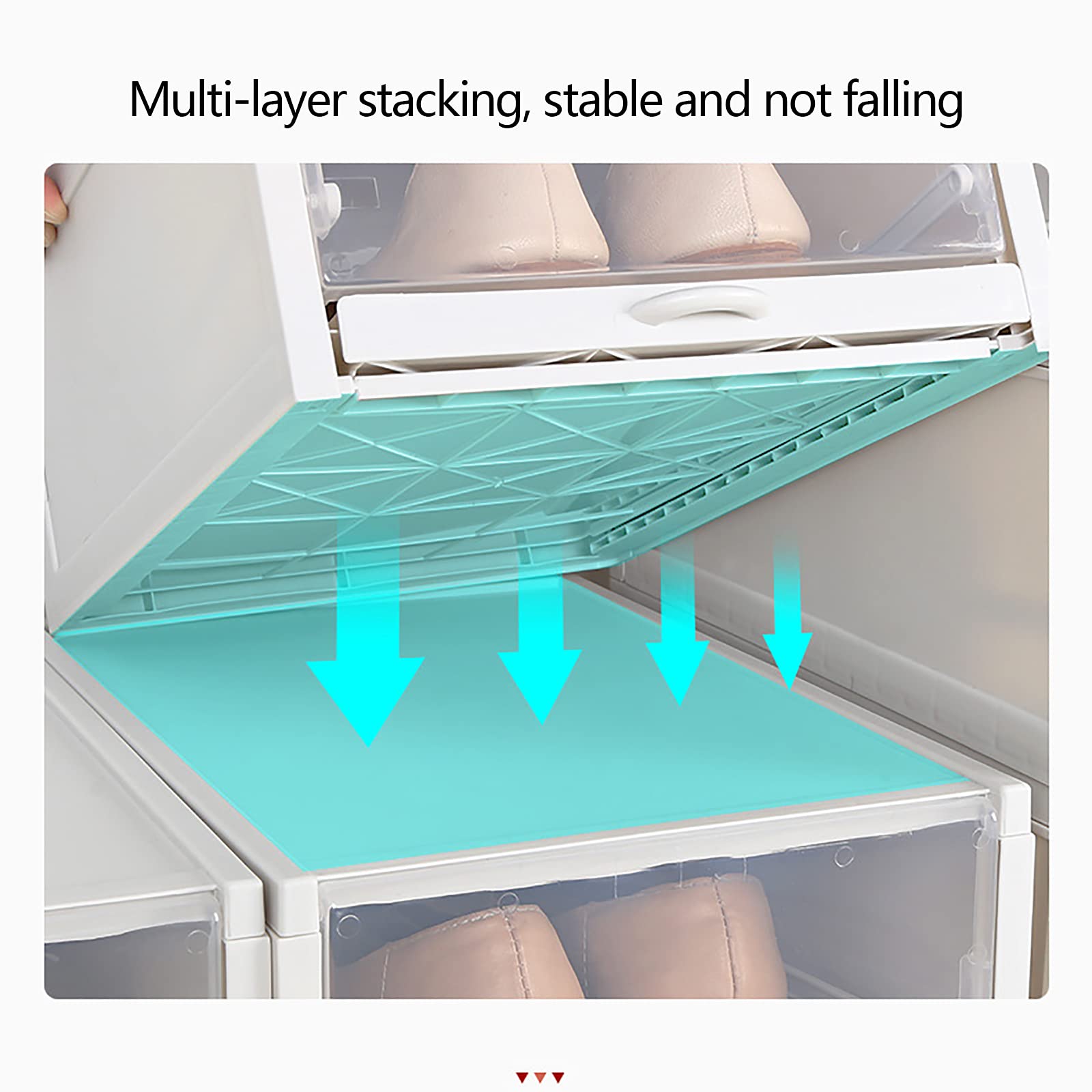 3 Pack Clear Plastic Stackable Shoe Storage Boxes - Foldable Drawer Organizer Bins for Sneakers & Shoes | Space-Saving Closet & Underbed Storage Solution