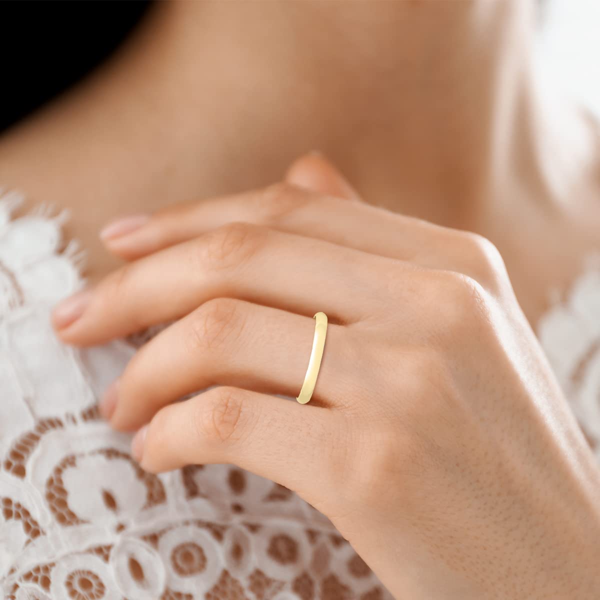 2mm - 6mm 14K Yellow Gold Domed Wedding Band for Women & Men - Classic Comfort Fit Ring for Engagement, Anniversary & Everyday Wear