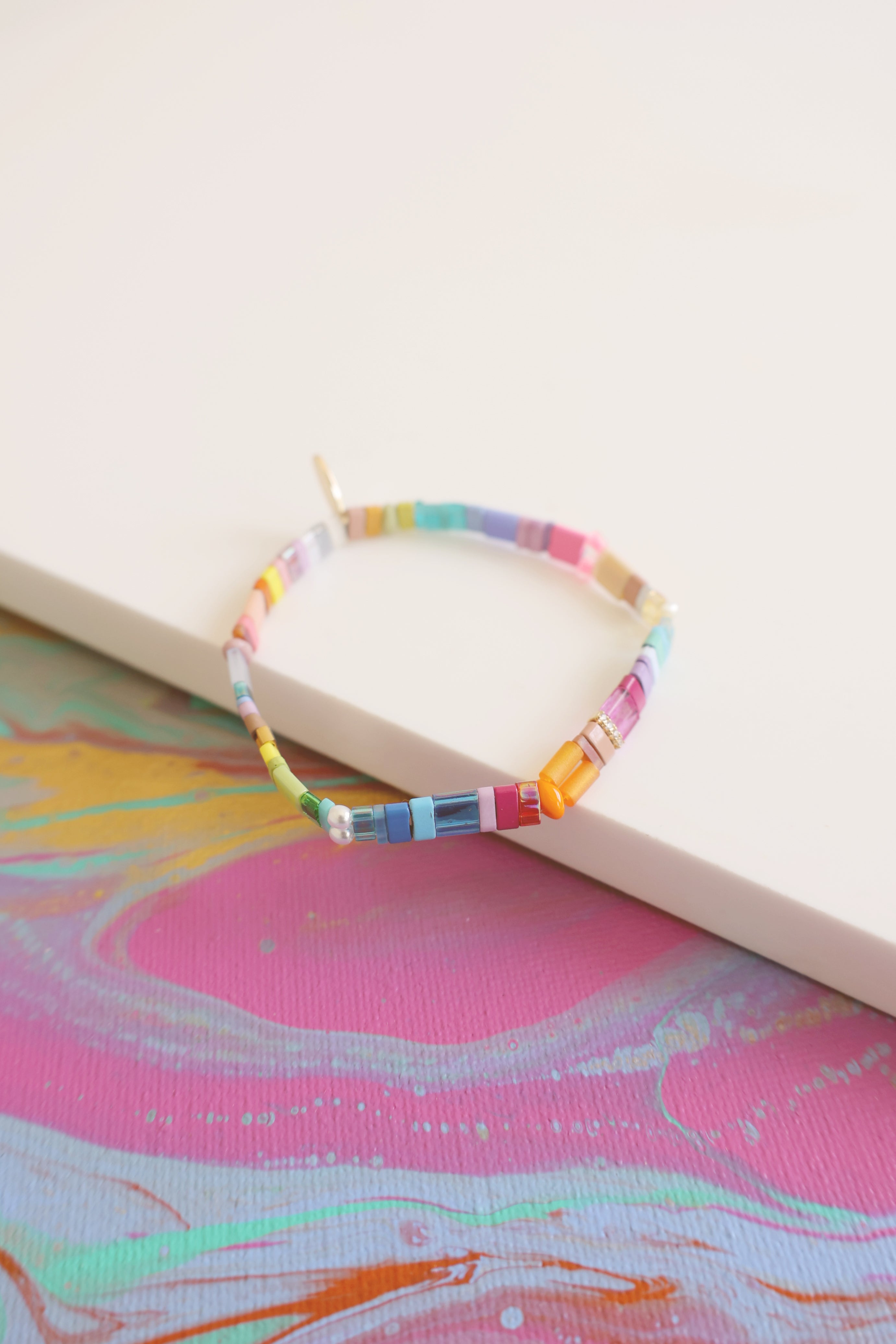 Pink Beaded Chicklet Bracelet for Women - Trendy Beaded Jewelry for Casual Wear, Parties & Gifts