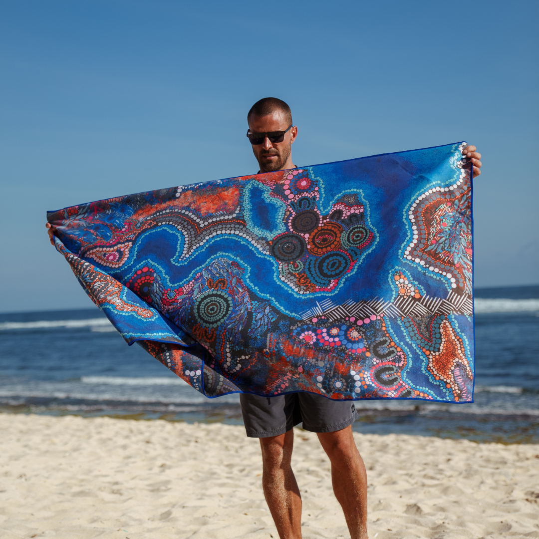 Bunjil Over Wurundjeri Sand-Free Quick Dry Beach Towel - Perfect for Pool, Picnic, Travel & Outdoor Activities
