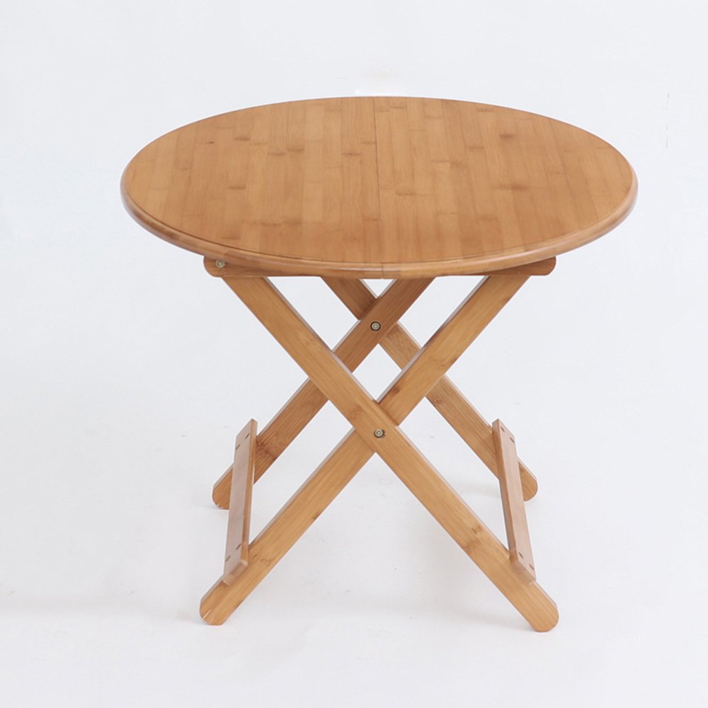 Portable Folding Bamboo Table - 70x70x65cm Lightweight Circular Study Desk for Kids, Outdoor Picnic & BBQ - Perfect for Home, Garden, and Camping Use