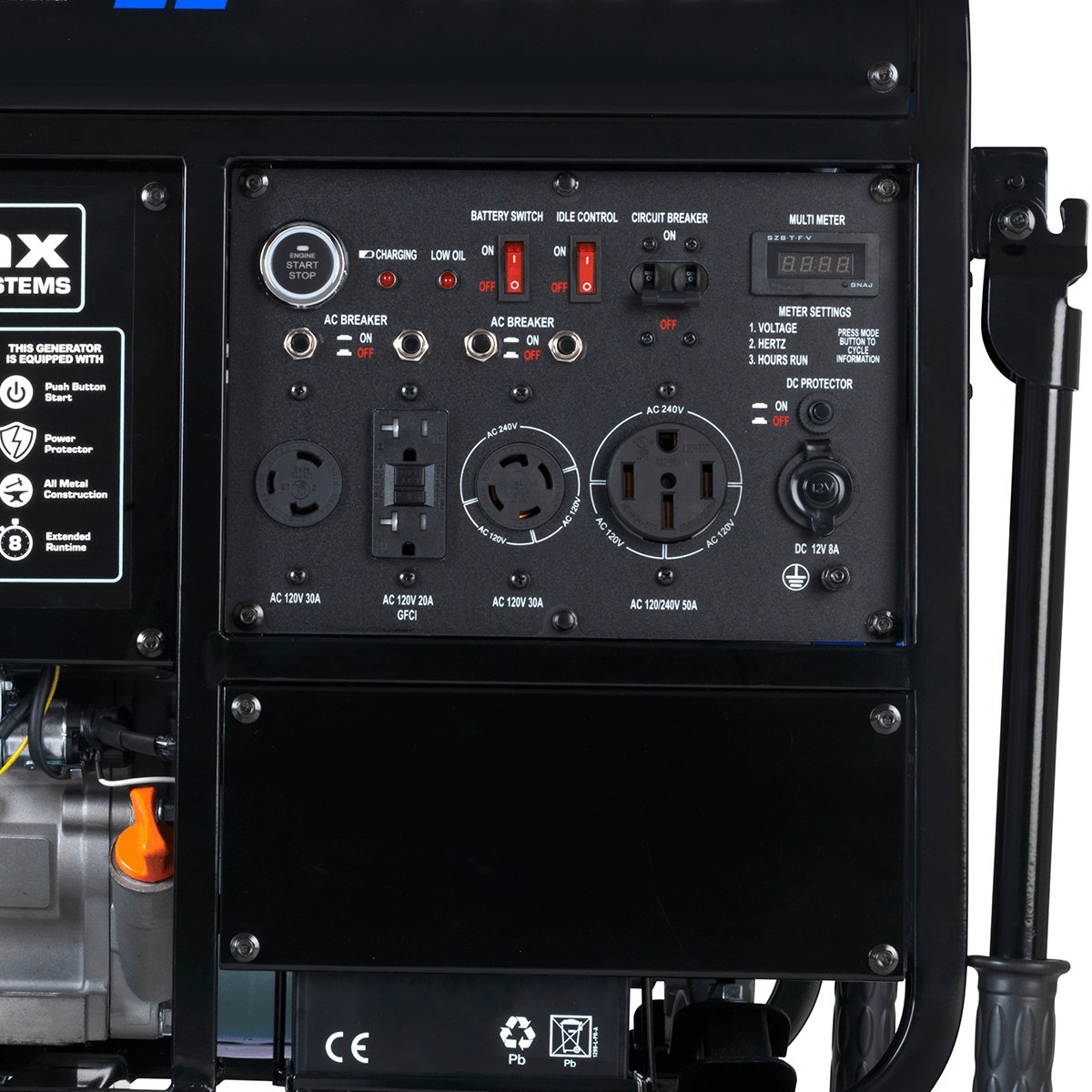 DuroMax XP13000E 10500W/13000W Dual Fuel Portable Generator with Electric Start - Perfect for Home Backup Power, Camping & Emergency Use
