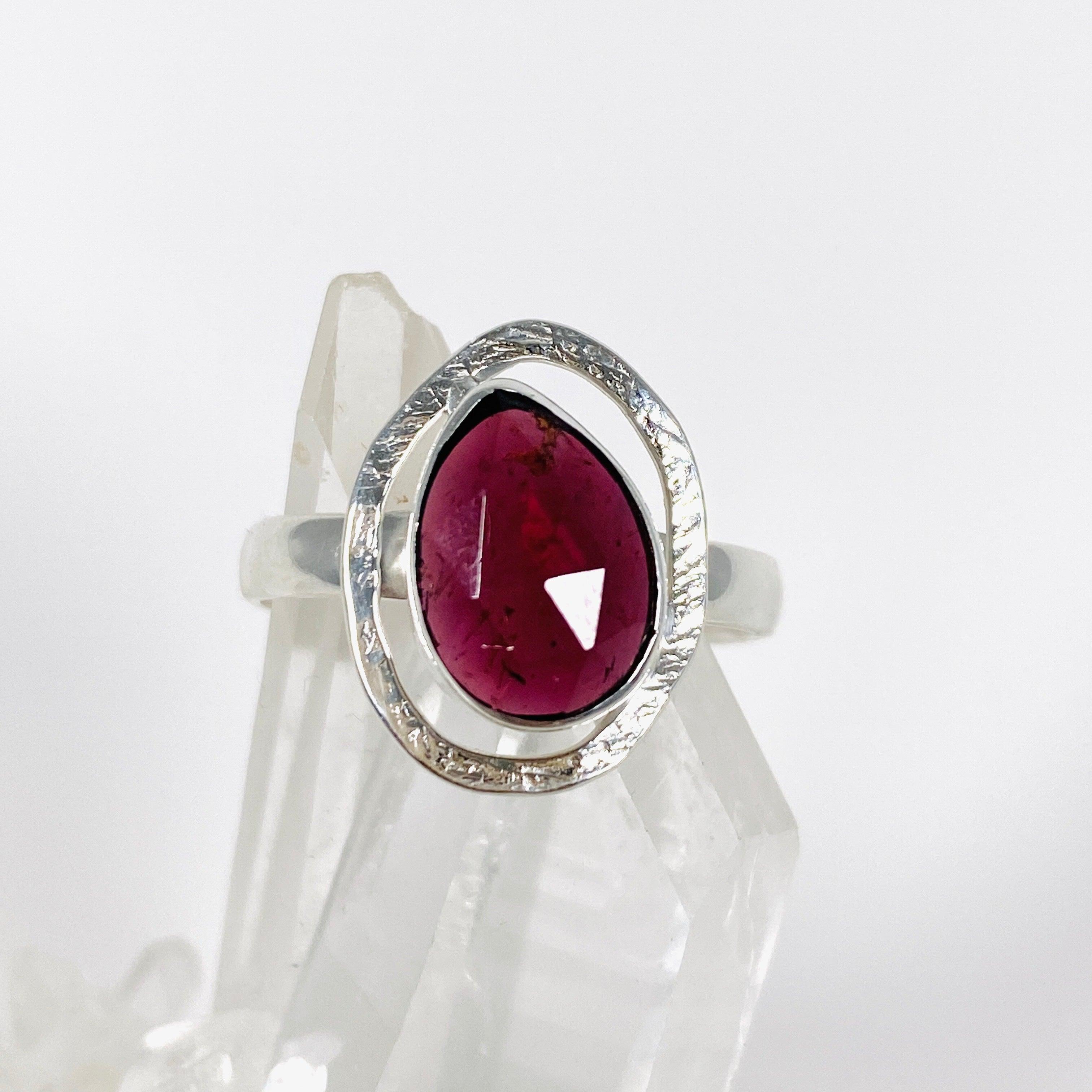 Garnet Faceted Teardrop Ring - Size 8 - LRGJ 16 - Elegant Jewelry for Women - Perfect for Weddings, Parties & Special Occasions