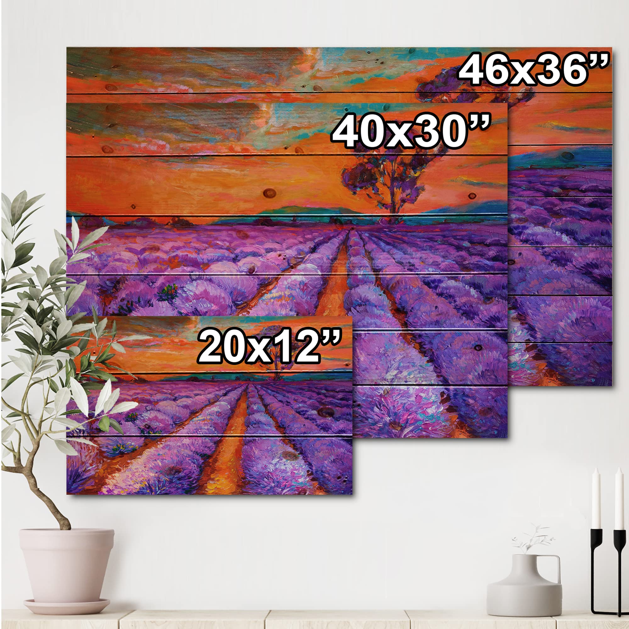Purple Lavender Fields Wood Wall Art - Farmhouse Decor for Living Room