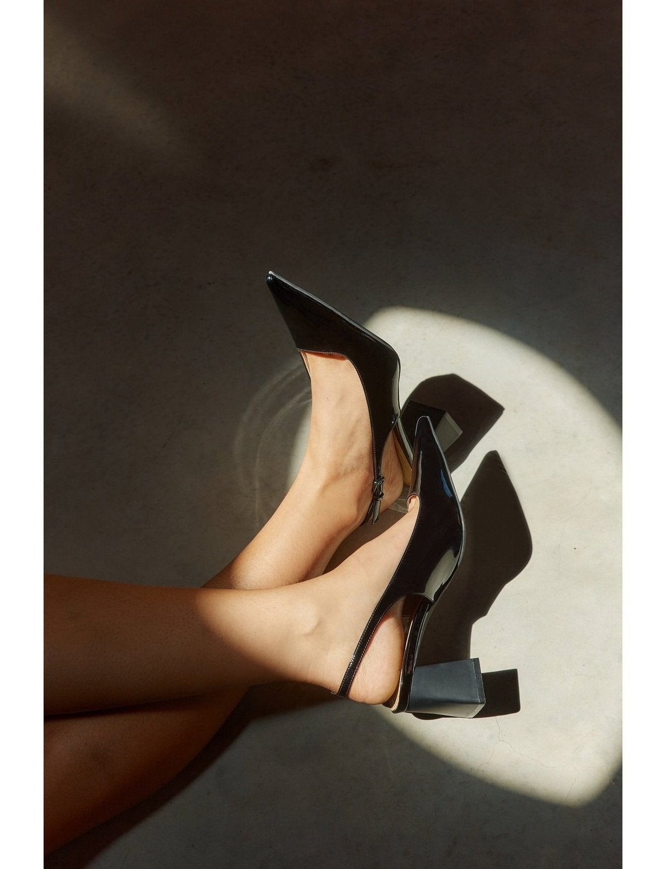 Yarra Pointed Toe Slingback Heels - Black Patent Leather Pumps for Women | Elegant Dress Shoes for Office, Party & Special Occasions