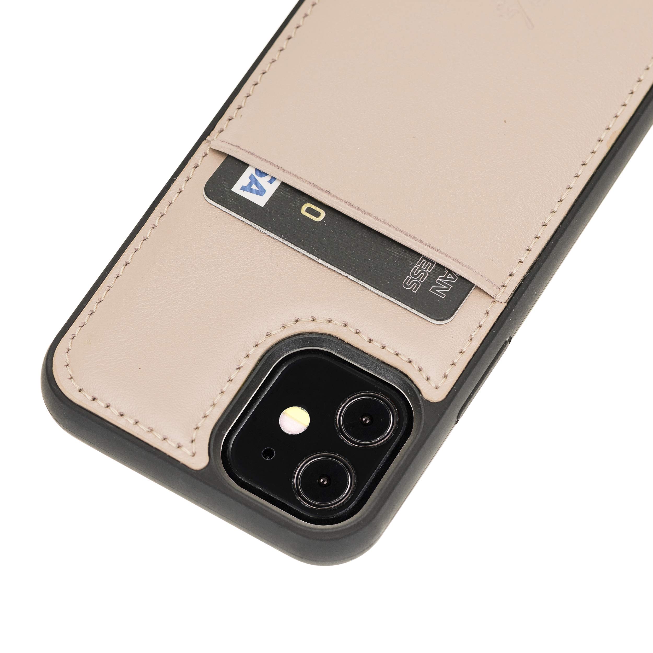 Venito Capri Leather Wallet Case for iPhone 12 Mini (5.4 inch) - RFID Blocking Protective Phone Cover with Card Slots & Padded Back - Slim Design for Everyday Use (Nude Pink)